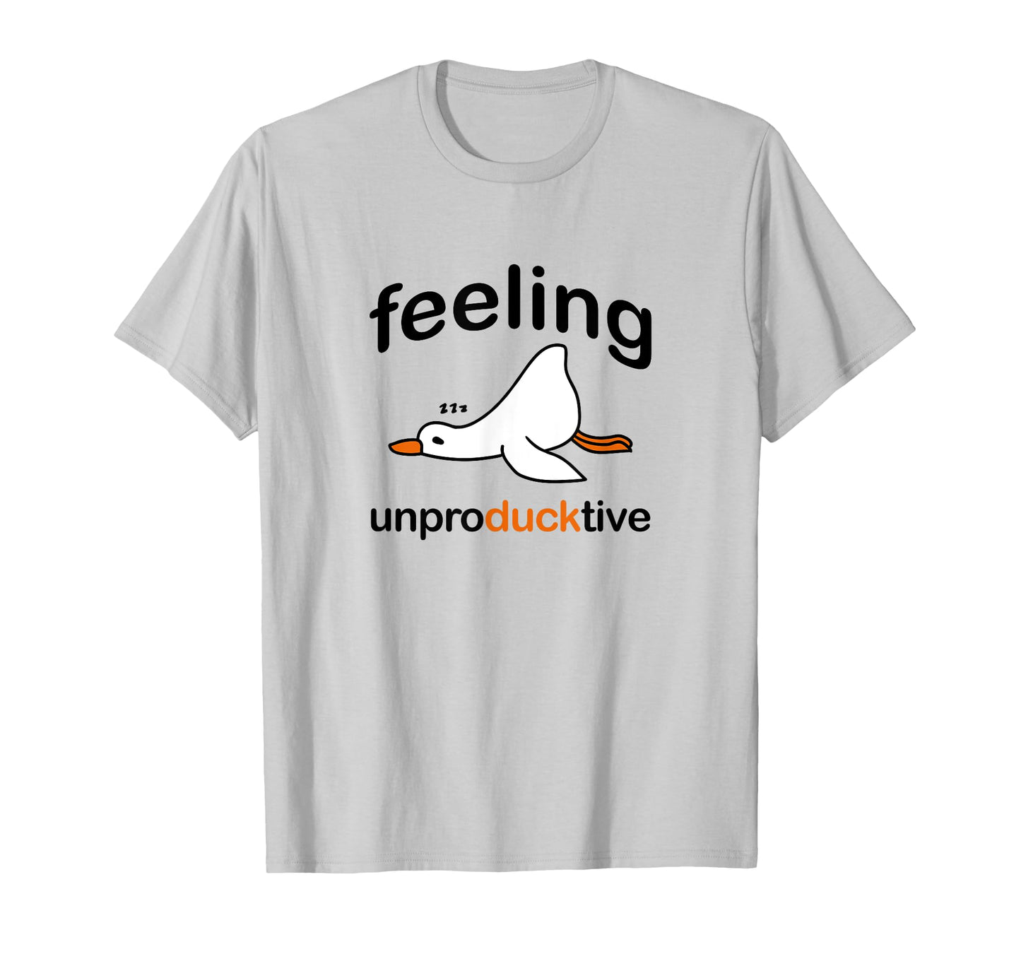 Cute Duck Pun,Witty Wordplay,Tired Duck Feeling Unproductive T-Shirt