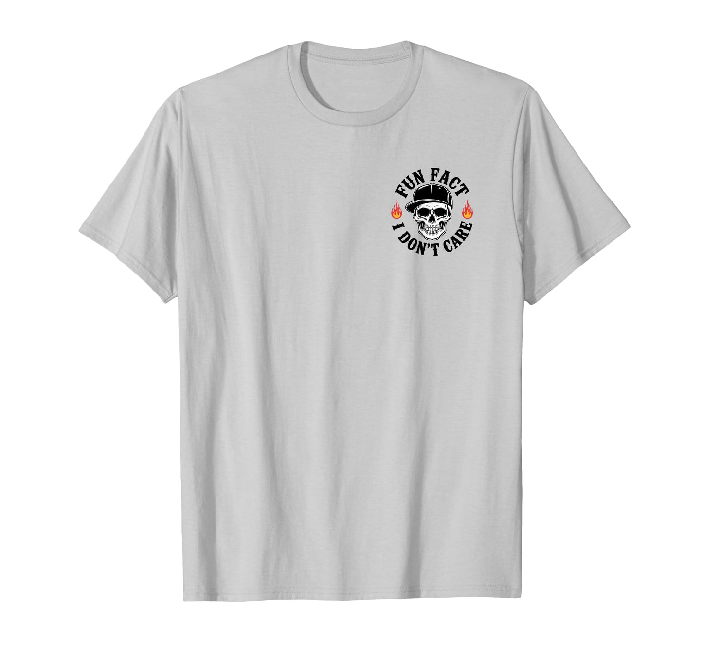 Fun Fact I Don't Care Funny Skeleton Sarcastic Funny 2 Sided T-Shirt