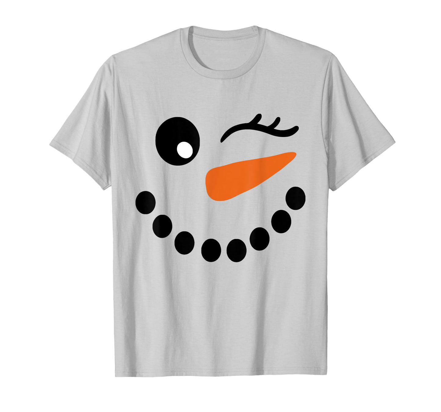 Winter Snowman Face Wink Eye Christmas Xmas For Girl Womens T-Shirt