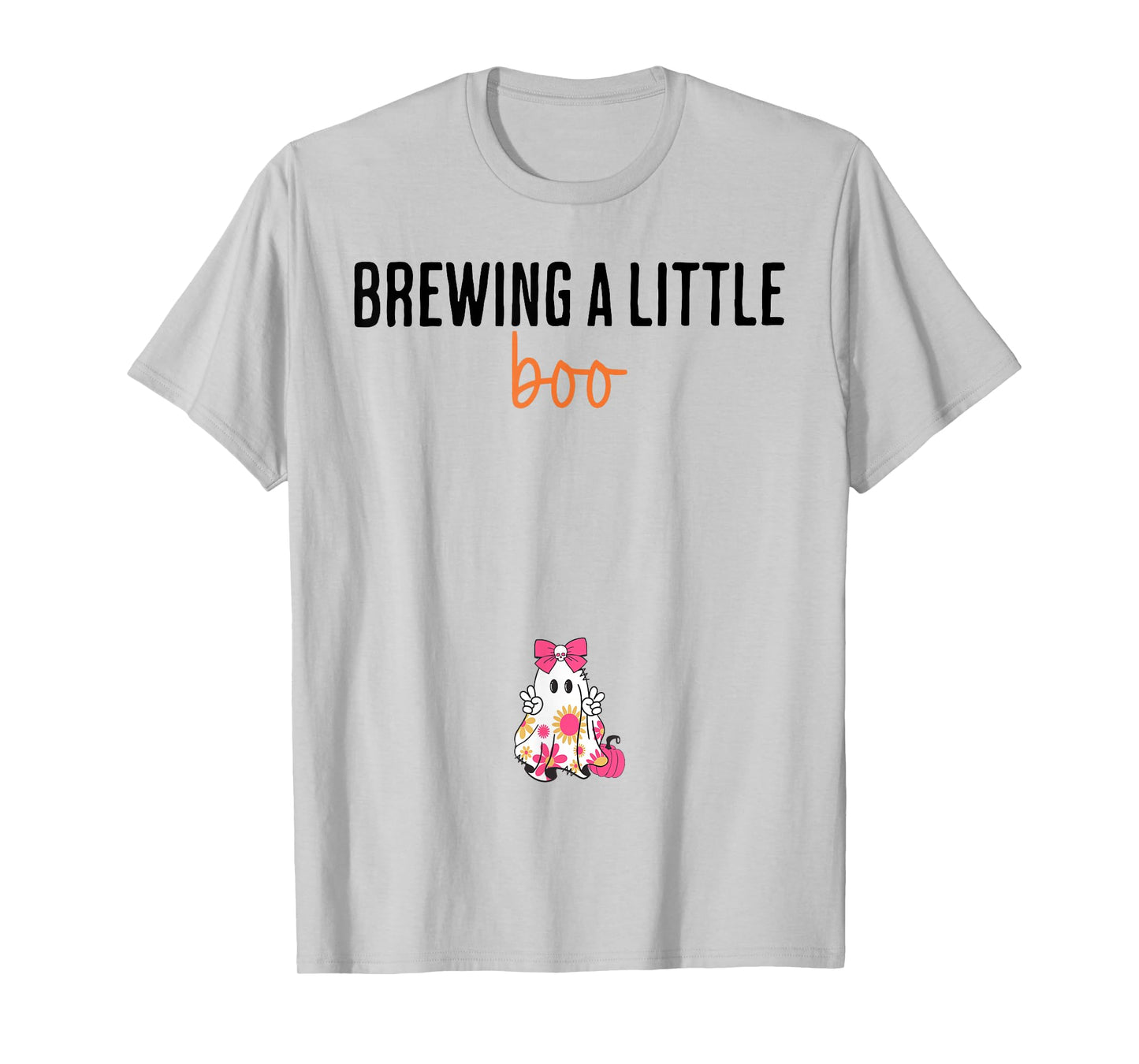 Brewing A Little Boo Funny Maternity Halloween Ghost T-Shirt