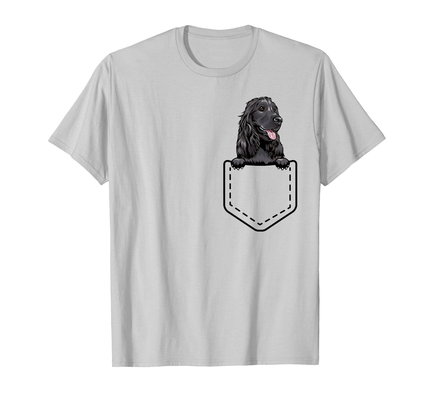 Funny Peeking Black Cocker Spaniel Inside Pocket Dog Owner T-Shirt