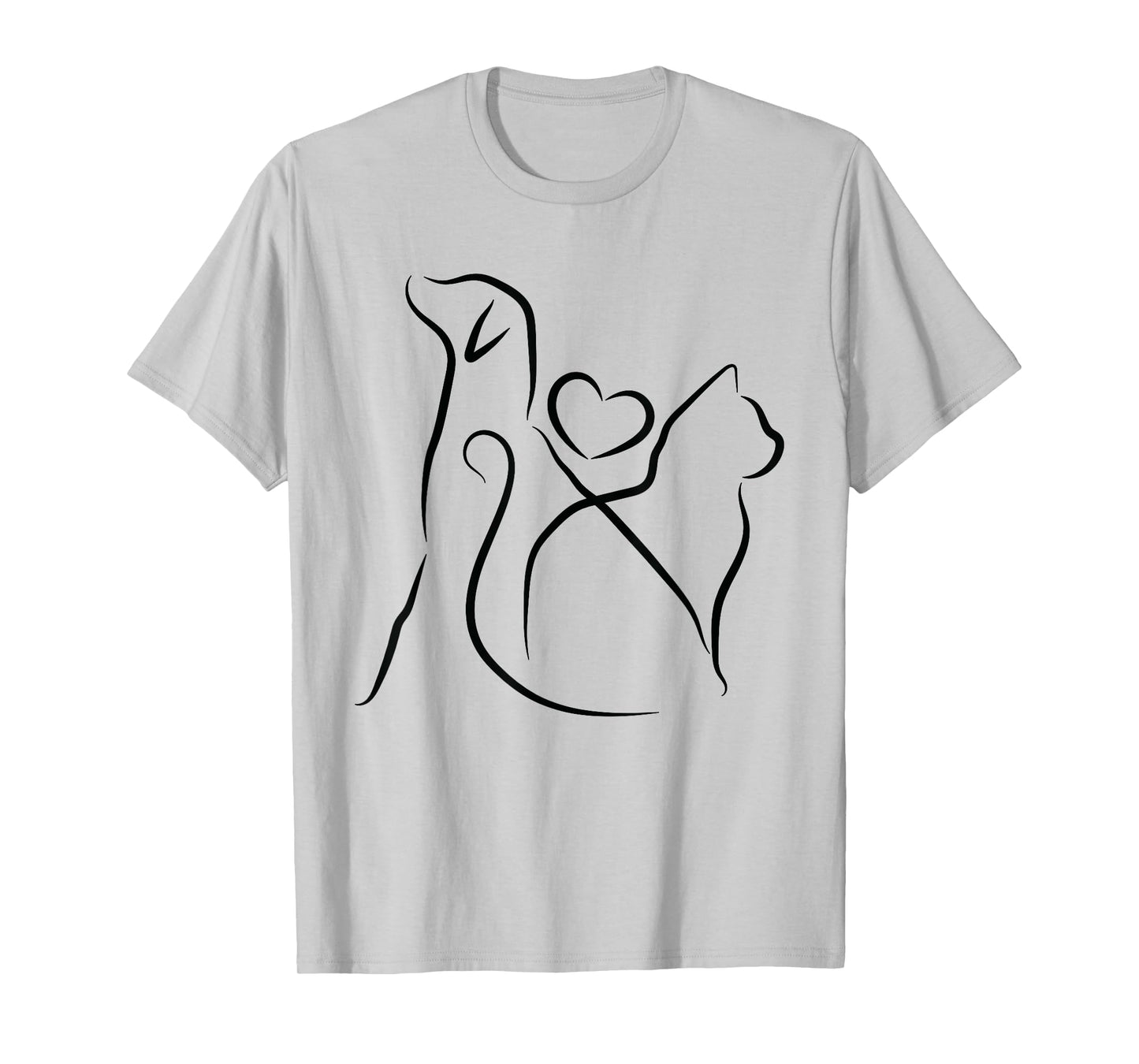 Dog Puppy and Baby Cat Heart - Animal Dog & Cat Heart T-Shirt