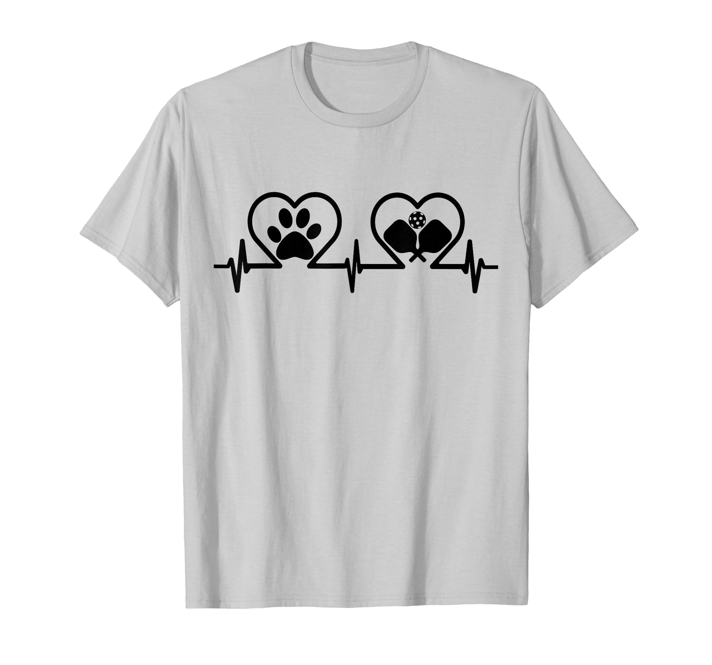 Dog Paw Heart Heartbeat Pickleball Player Funny Dog Lovers T-Shirt