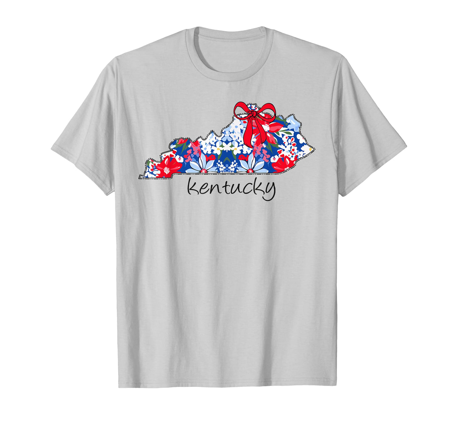 Kentucky Map 4th Of July Red White Blue Bow Patriotic T-Shirt