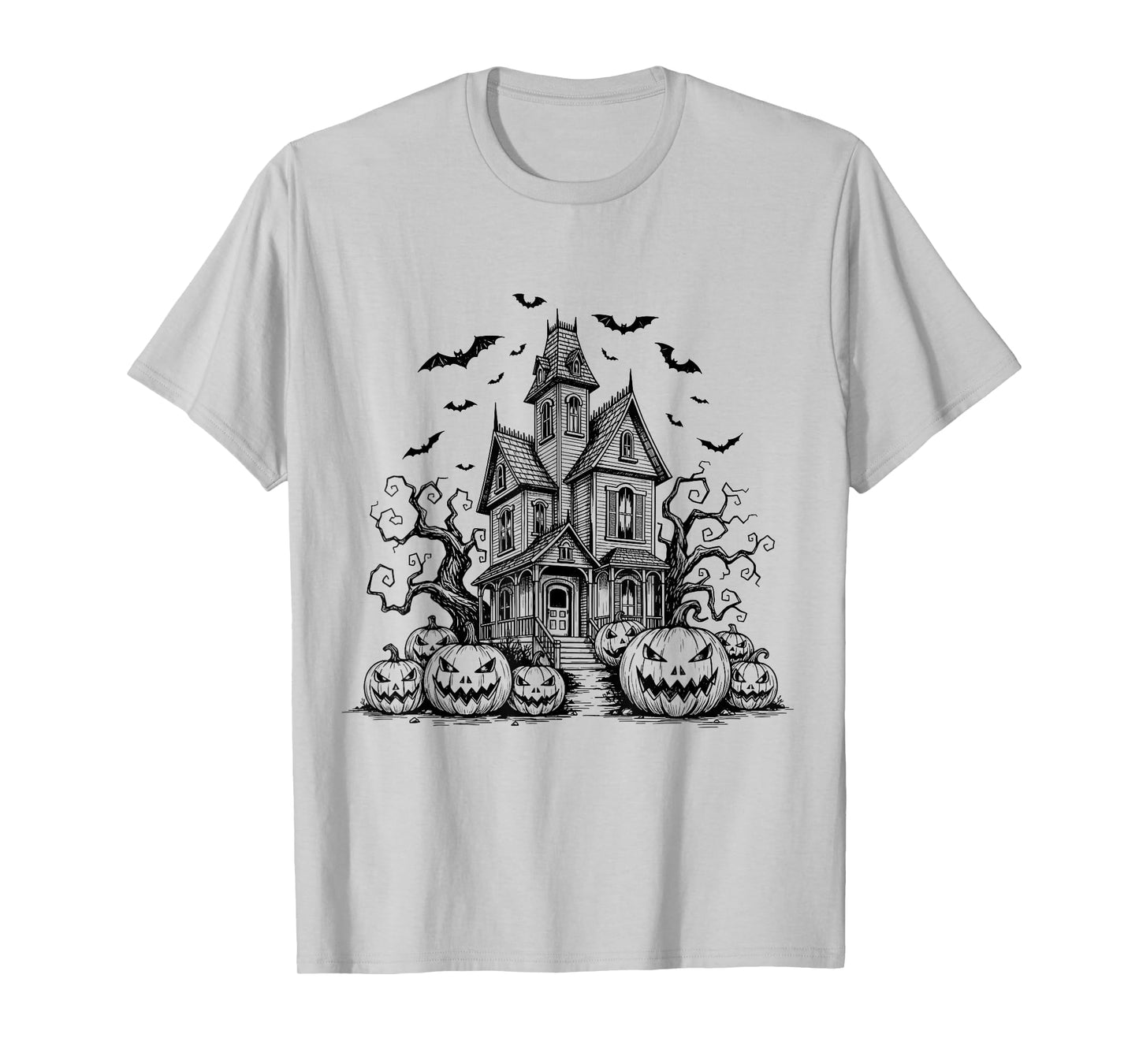 Scary Halloween House Spooky Season Bats Fall Jack-o-lantern T-Shirt