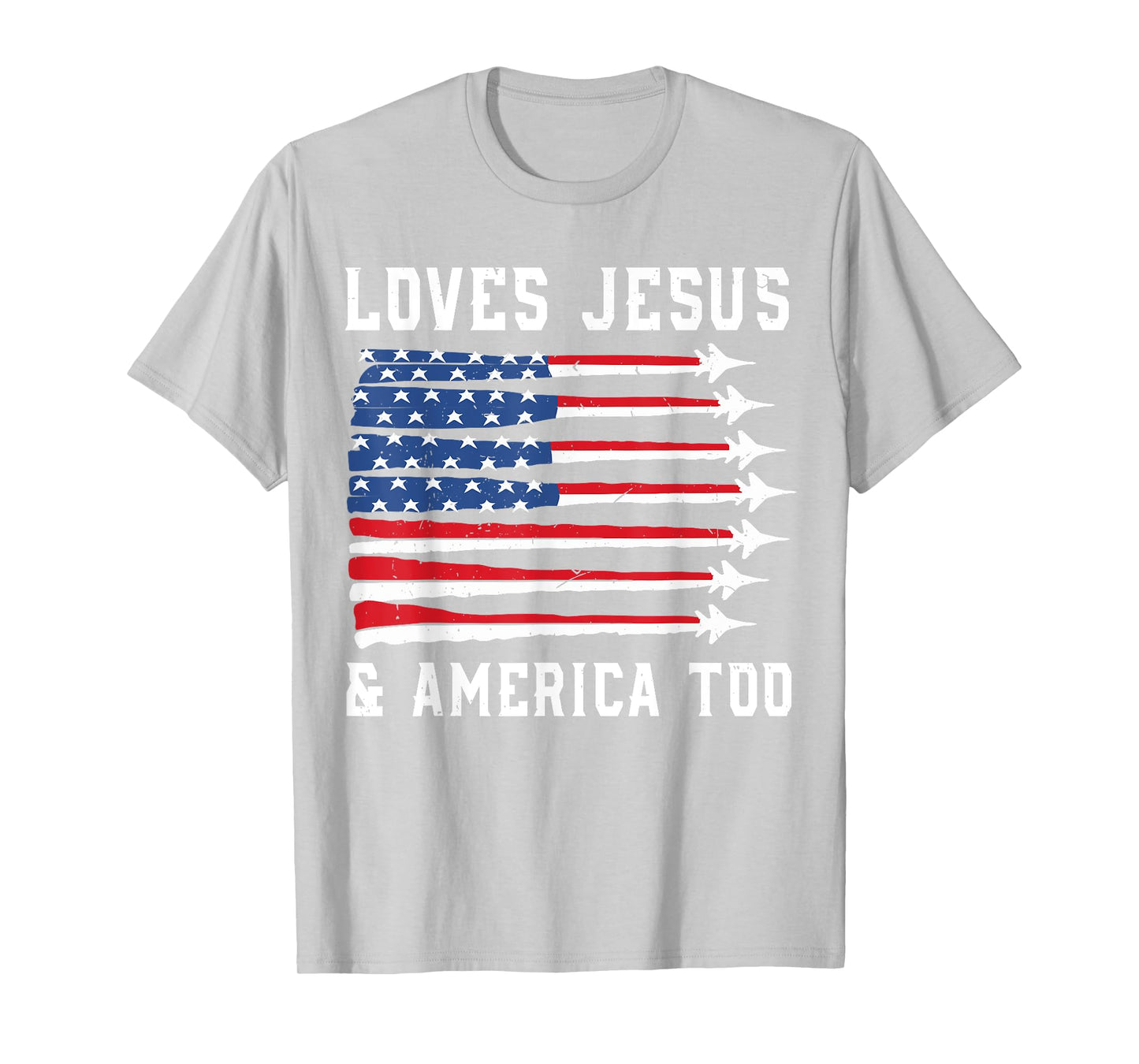 Jet Fighter Loves Jesus & America Too 4th july Toddler Boy T-Shirt