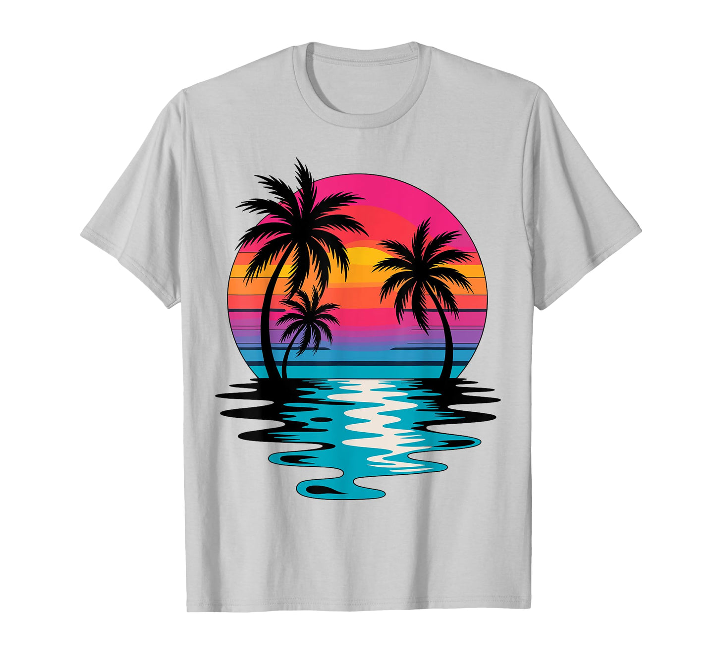 Retro Style Tropical Vintage sunset Beach Palm Tree T-Shirt