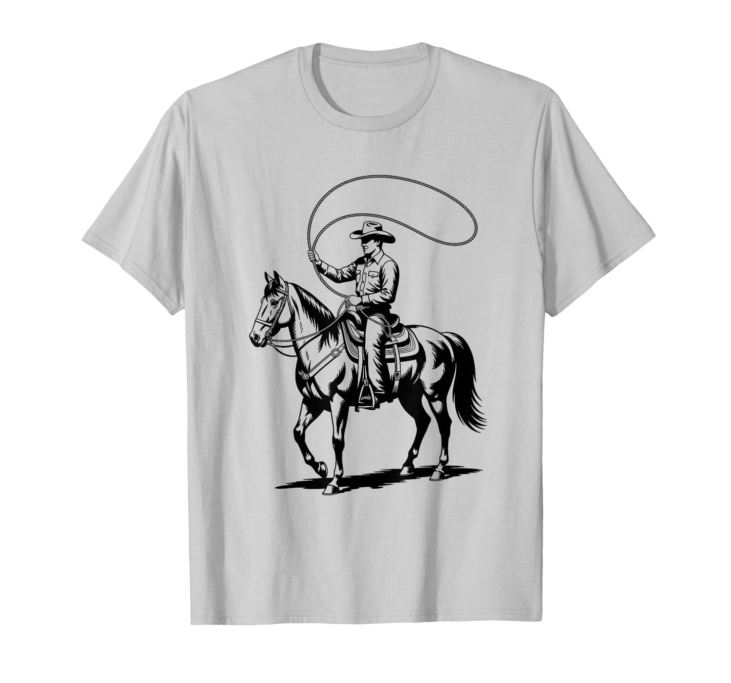 Rodeo Cowboy Graphic Tee Dark Western Horse Art Cowboy T-Shirt