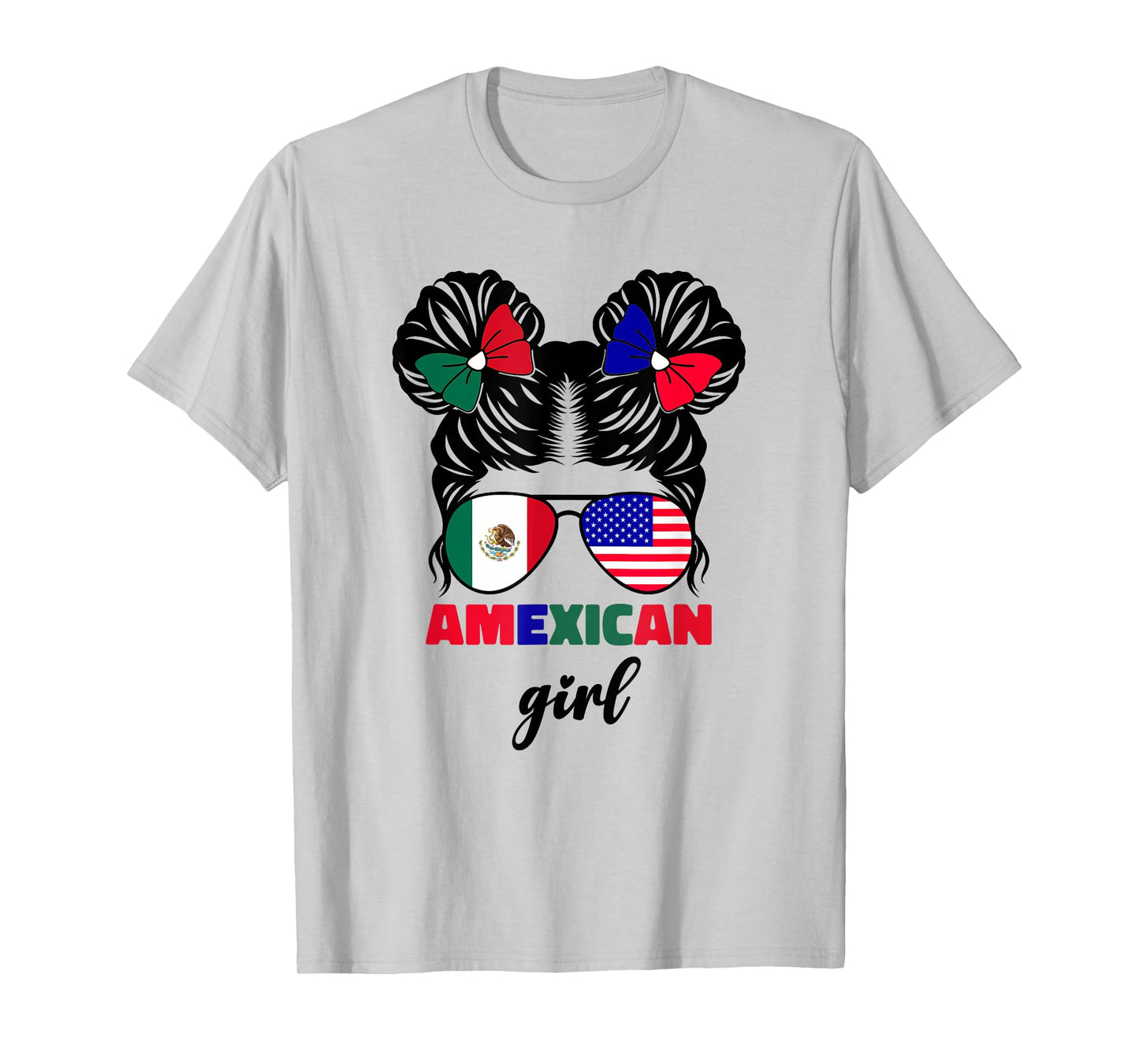 Half Mexican And American Mexico America Usa Flag Girls Kids T-Shirt