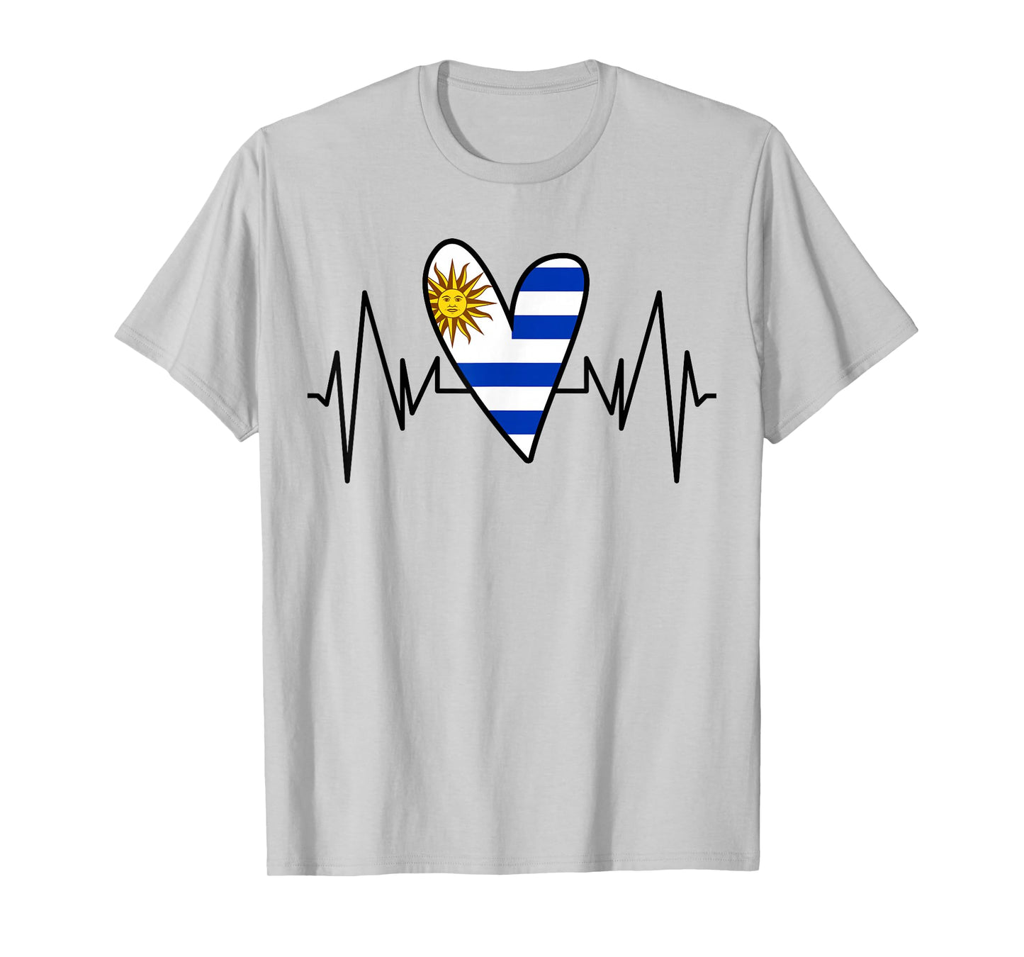 Uruguayan Flag Heartbeat EKG Heart T-Shirt