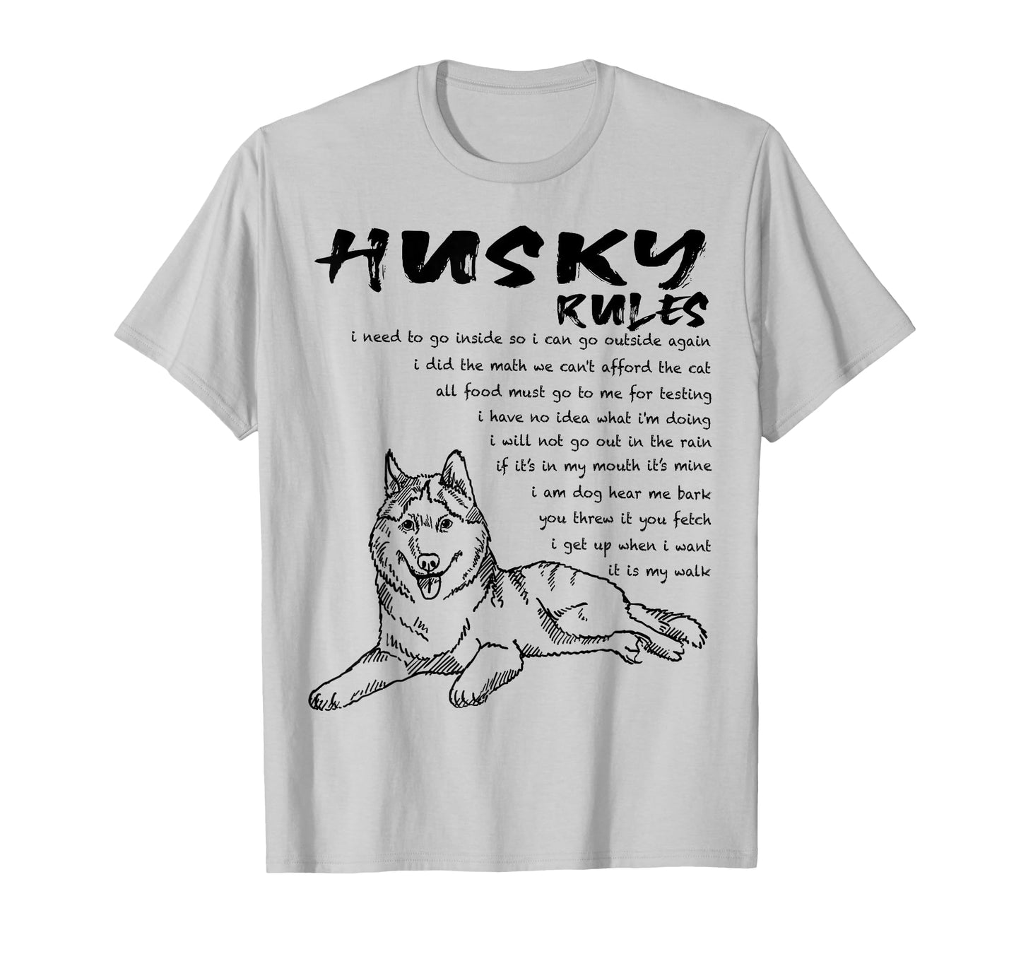 Funny Siberian Husky Dog Hand Drawn Art Men Women Girls Kids T-Shirt