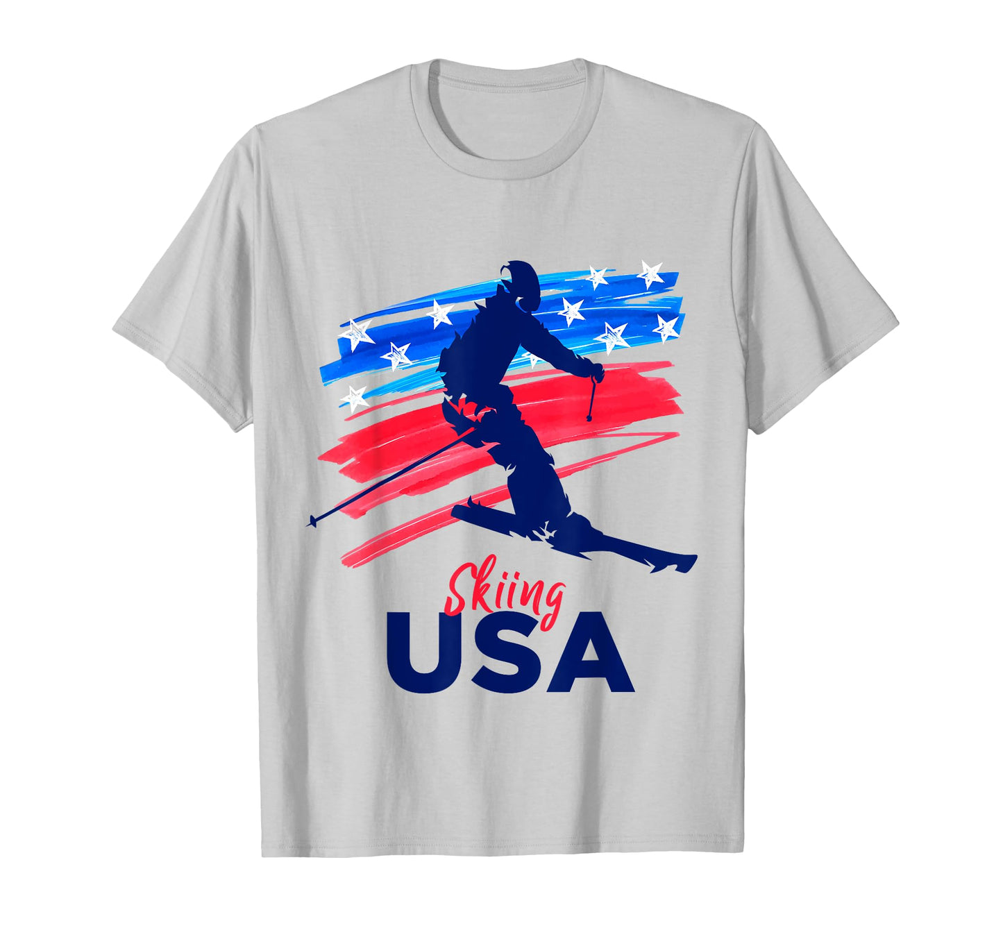 Skiing USA Support the Team Tshirt USA Flag Ski Winter T-Shirt