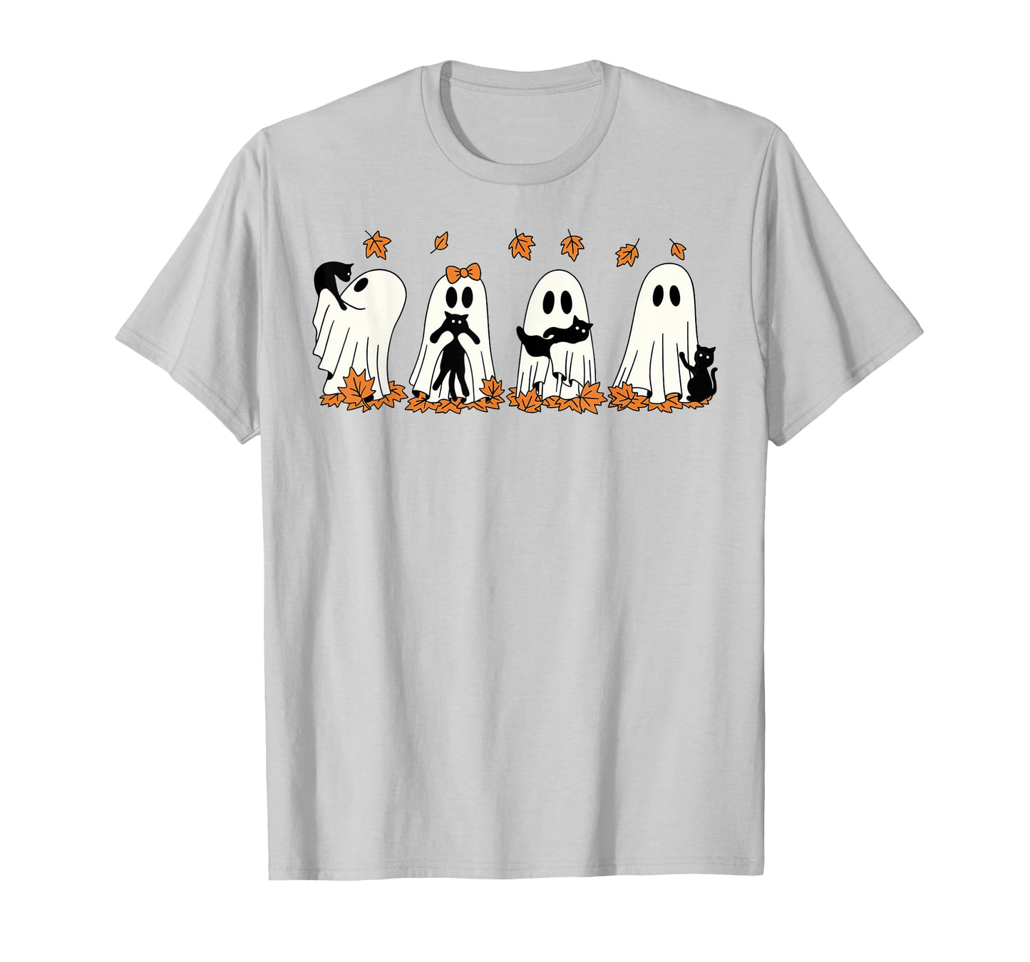 Funny Ghost Black Cat Fall Halloween Thanksgiving Cat Lover T-Shirt