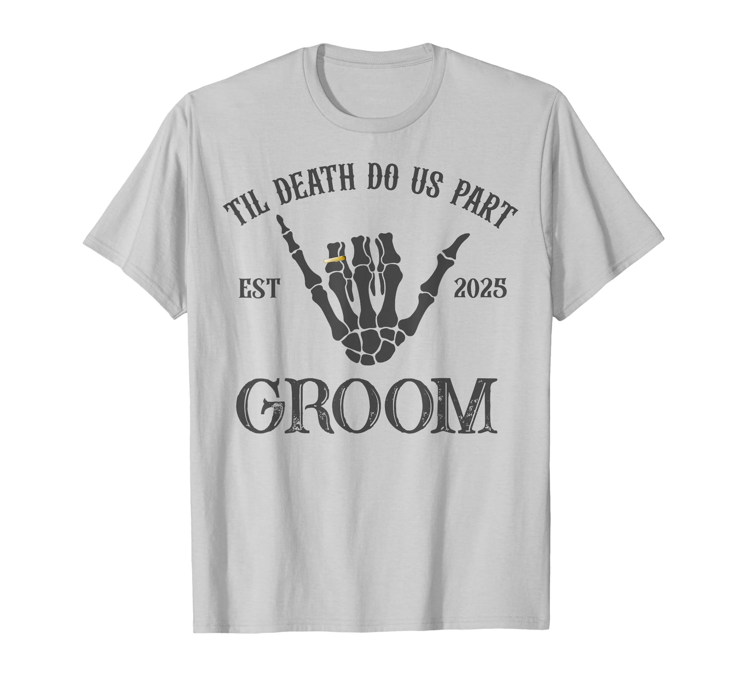 Bride Groom Skeleton Gothic Halloween Engagement Wedding T-Shirt