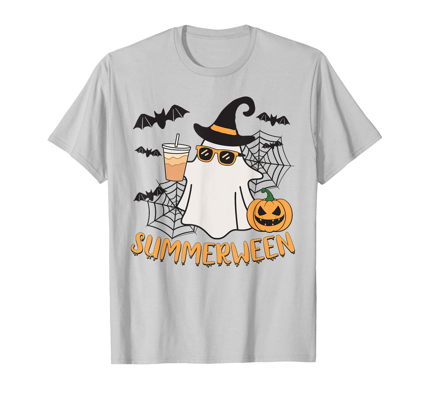 Summerween Vibes Ghost Pumpkin Spooky Beach Summer Halloween Men Women Kids T-Shirt