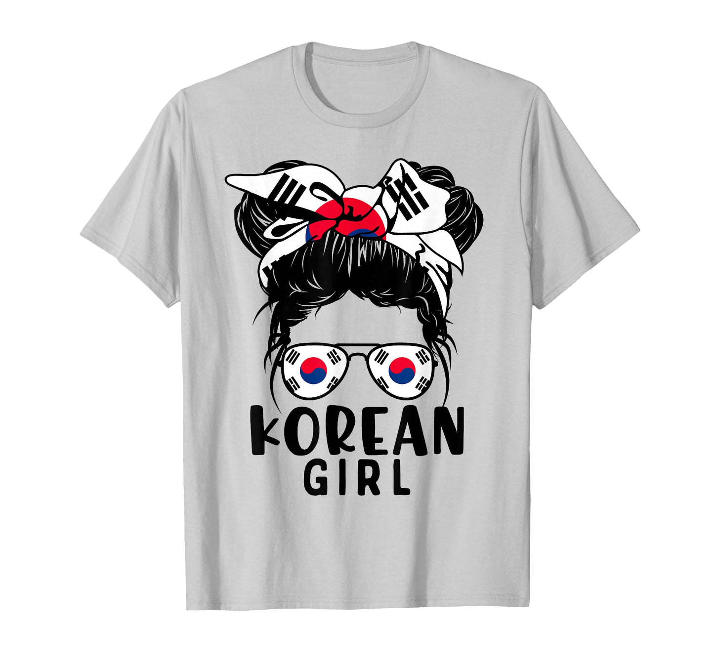 Korean Girl Messy Hair Korea Pride Patriotic Womens Kids T-Shirt