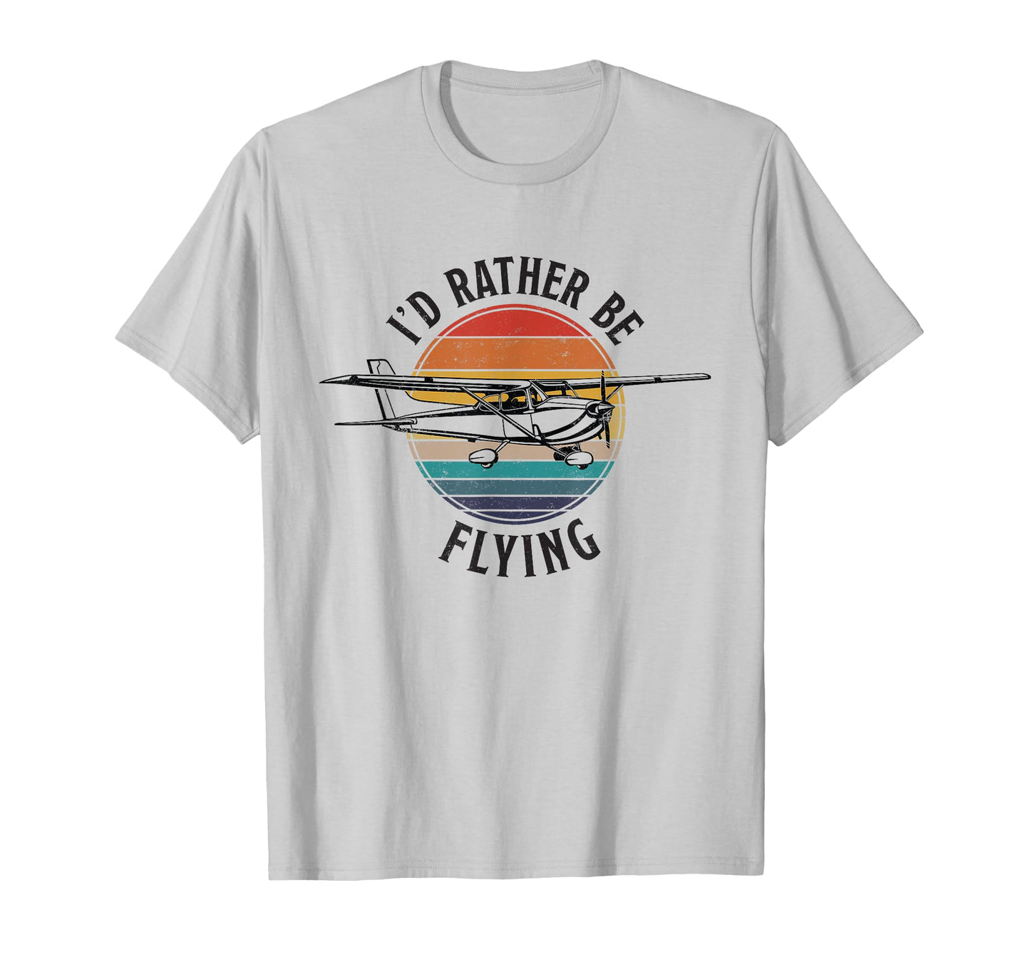 The Avid Aviator Cafe Vintage I'd Rather Be Flying C172 Airplane Cool Pilot Grey T-Shirt