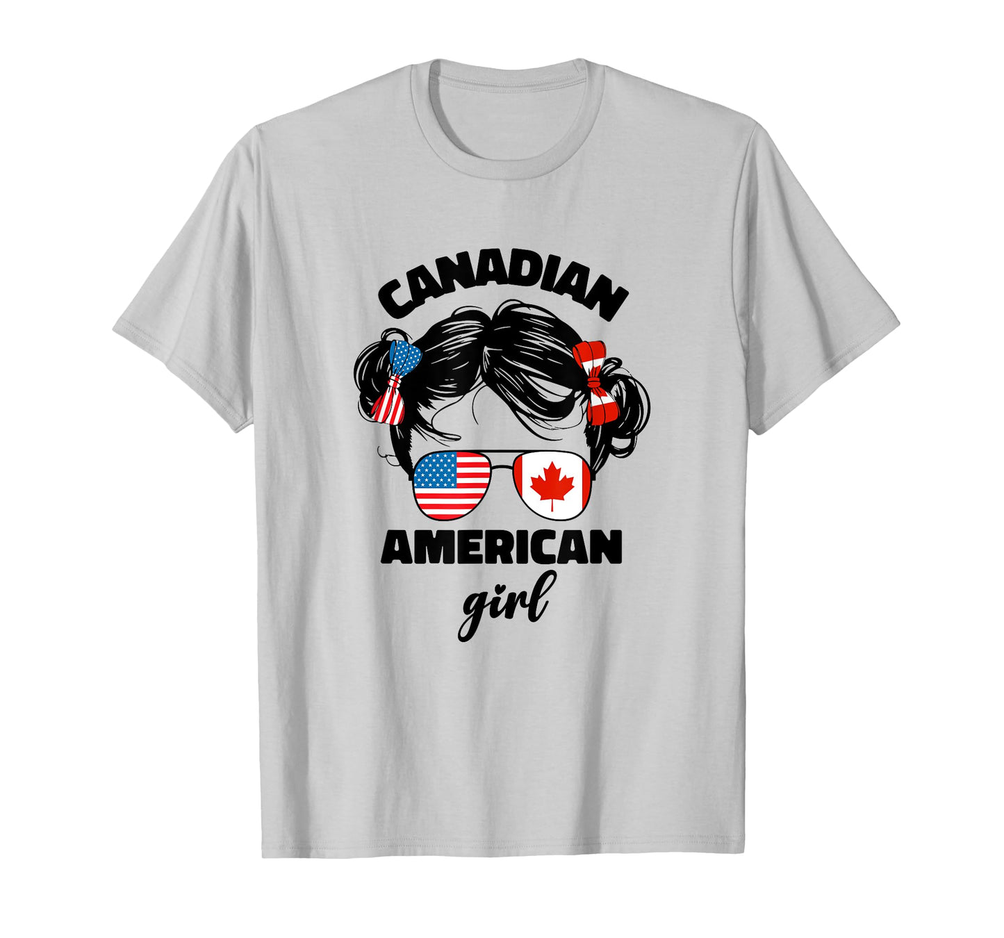 Half Canadian And American America Canada Usa Flag Kids Girl T-Shirt