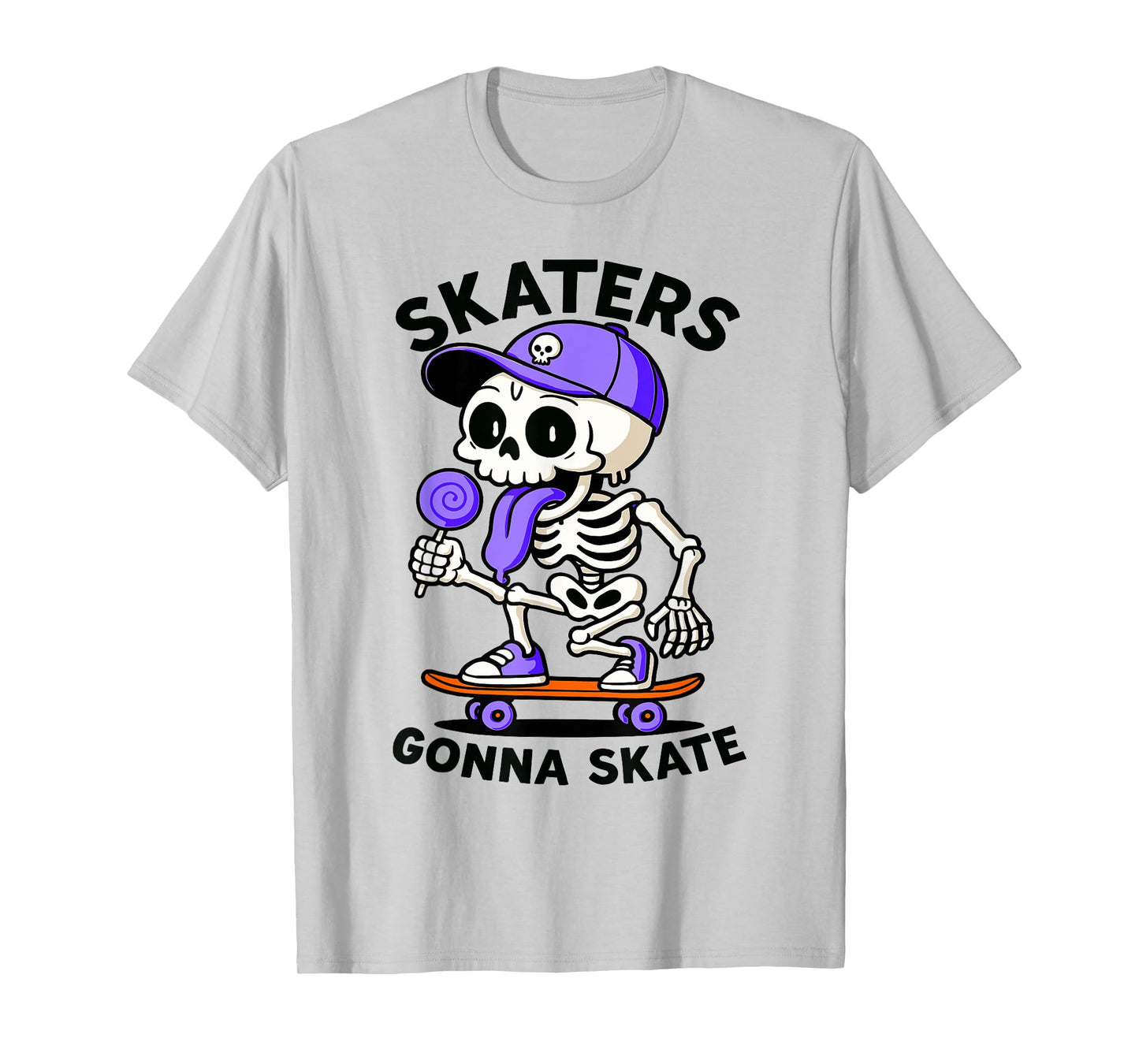 Skaters Gonna Skate, Skateboarding Skeleton Lolli Skateboard T-Shirt