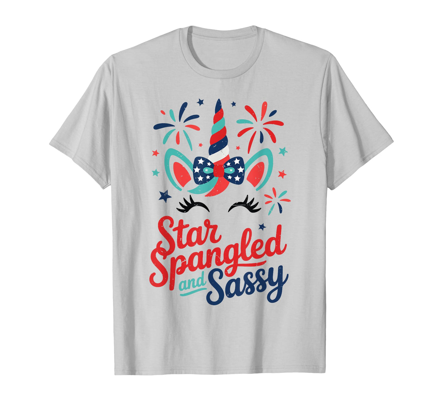 Toddler Star Spangled Sassy Unicorn 4th July Girl Patriotic T-Shirt