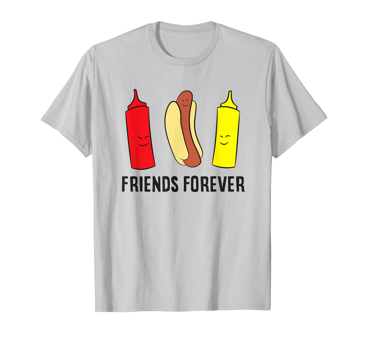 Hotdog Ketchup Mustard Friends Forever Funny Hot Dog T-Shirt