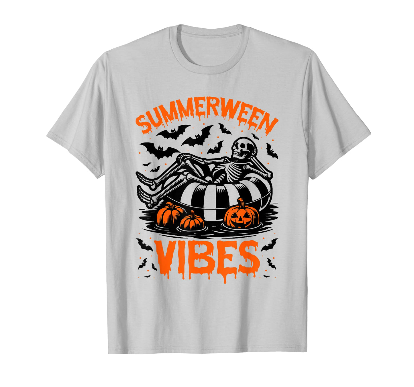 Summerween Vibes Skeleton Float Summer Halloween T-Shirt