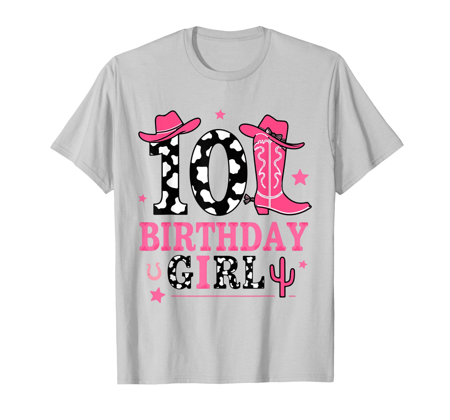 Girls 10th Birthday Kids Cowgirl Birthday Decor Party T-Shirt