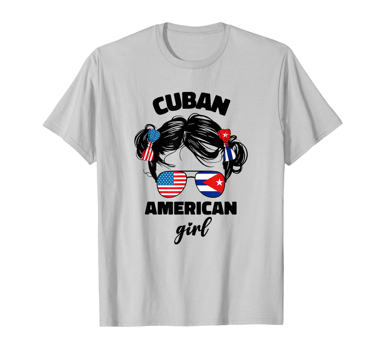 Half Cuban And American America Cuba Usa Flag Kids Girl Cute T-Shirt