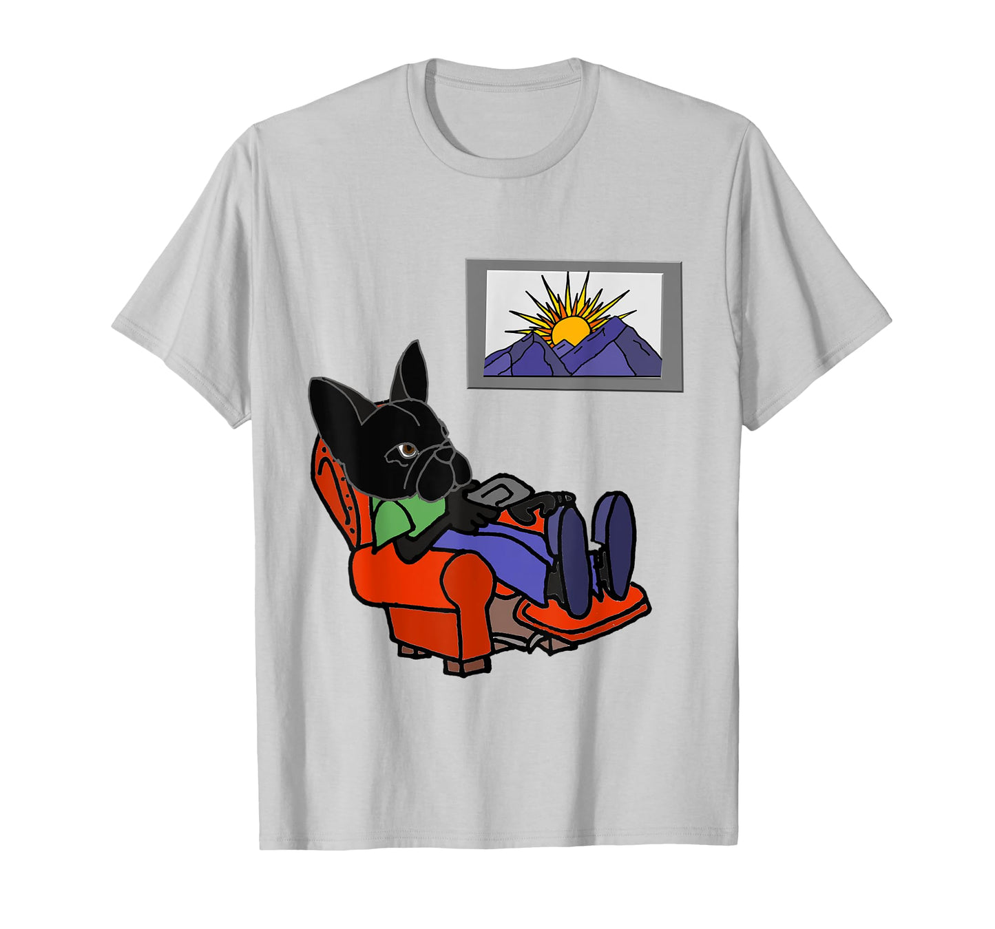 Smileteespetsa Funny Black French Bulldog Dog Watching TV Men Women Kids T-Shirt