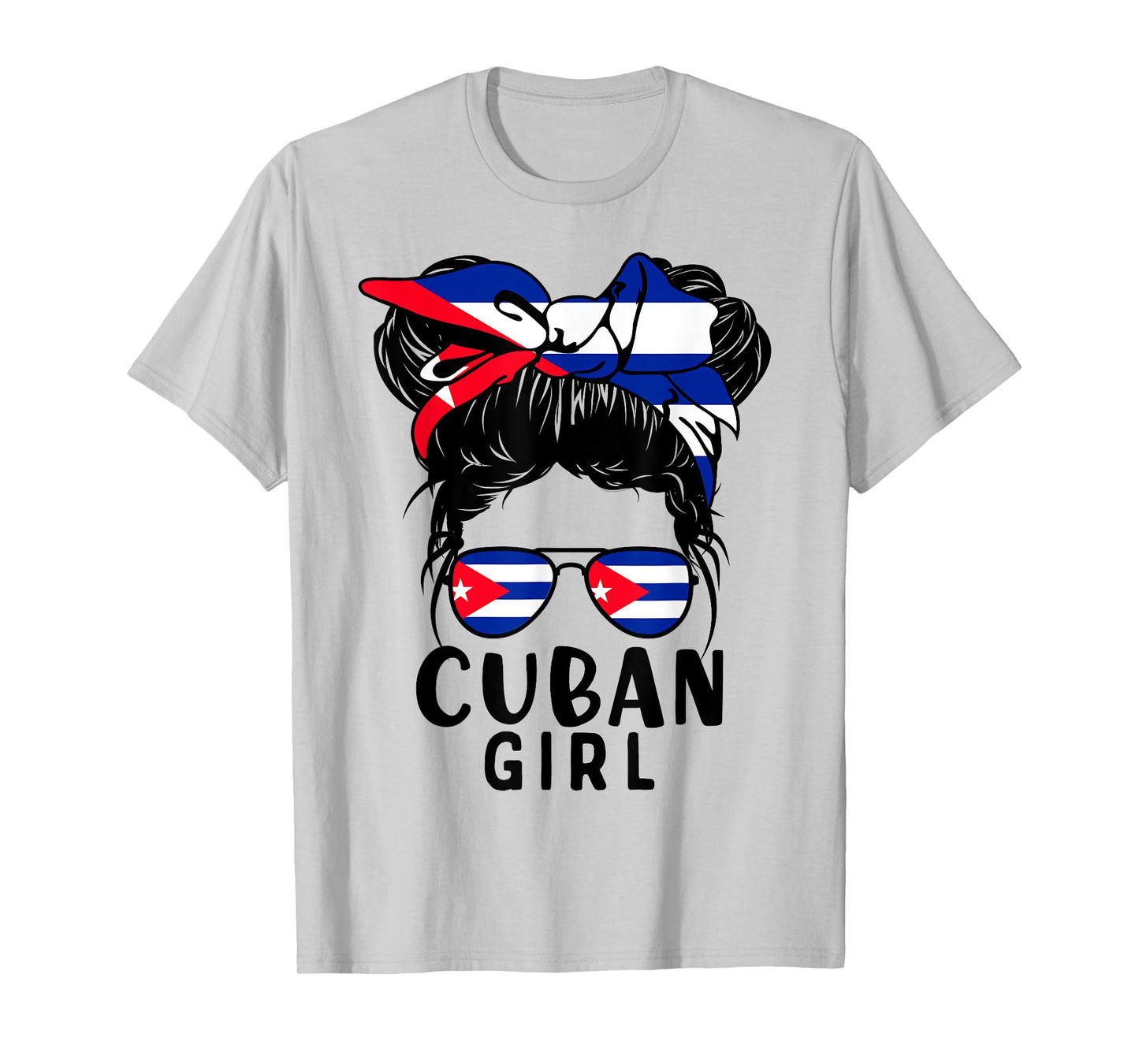 Cuban Girl Messy Hair Cuba Pride Patriotic Womens Kids T-Shirt