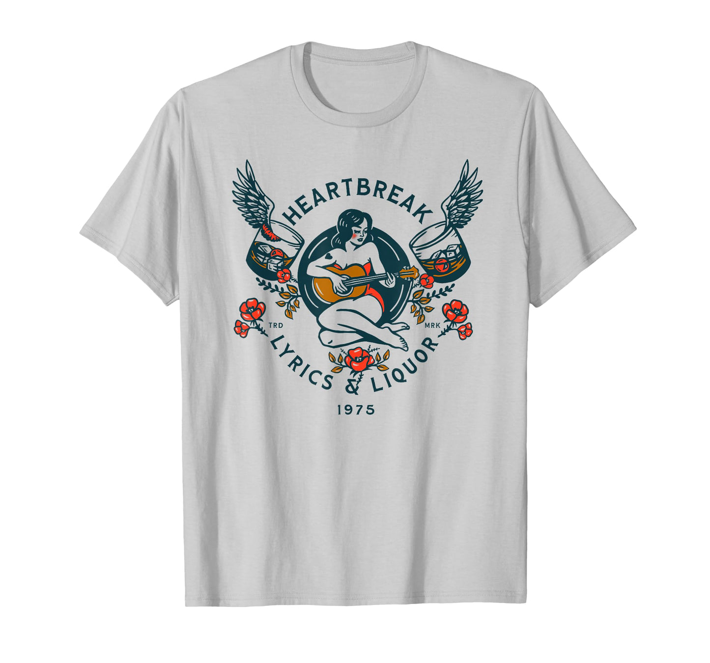 Heartbreak Lyrics & Liquor: Cool Live Music Lover Pin-Up Art T-Shirt
