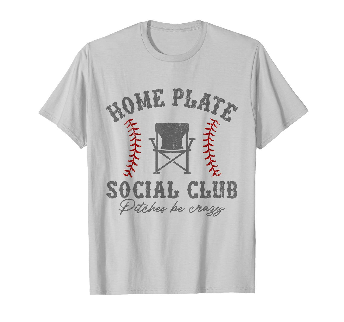 Home Plate Social Club Pitches Be Crazy Baseball T-Shirt