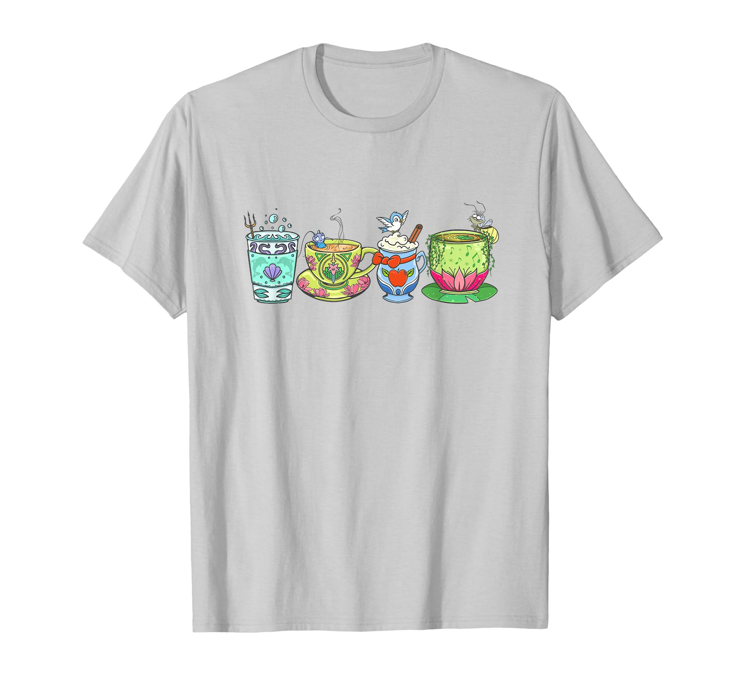 Disney Princess Royal Tea Party Stylized Cups Lined Up T-Shirt