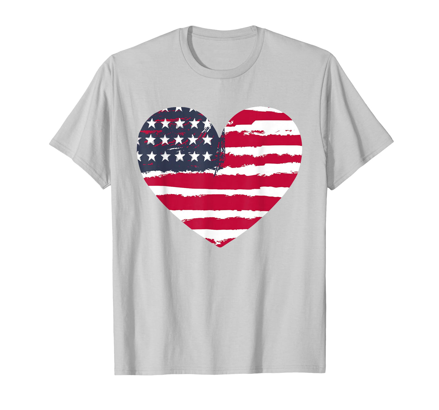 Girl American Flag Heart Cute 4th July Women Teen Patriotic T-Shirt
