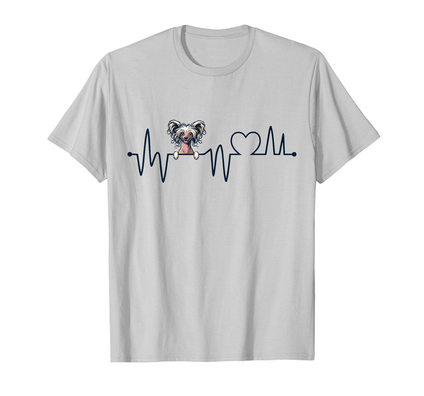 Chinese Crested Dog Heartbeat - Men Women Kids Crested Lover T-Shirt