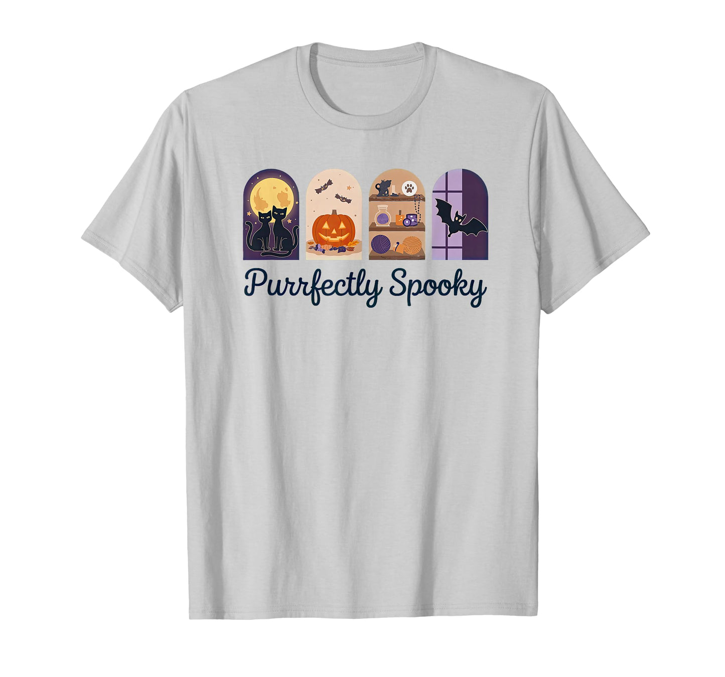 Cute Halloween Black Cats Funny Saying Purrfectly Spooky T-Shirt