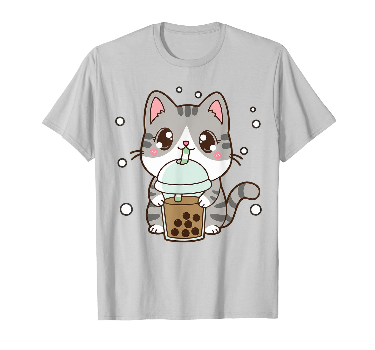 Cat Boba Bubble Tea Cute Kawaii Anime Teen Girl Kids Graphic T-Shirt
