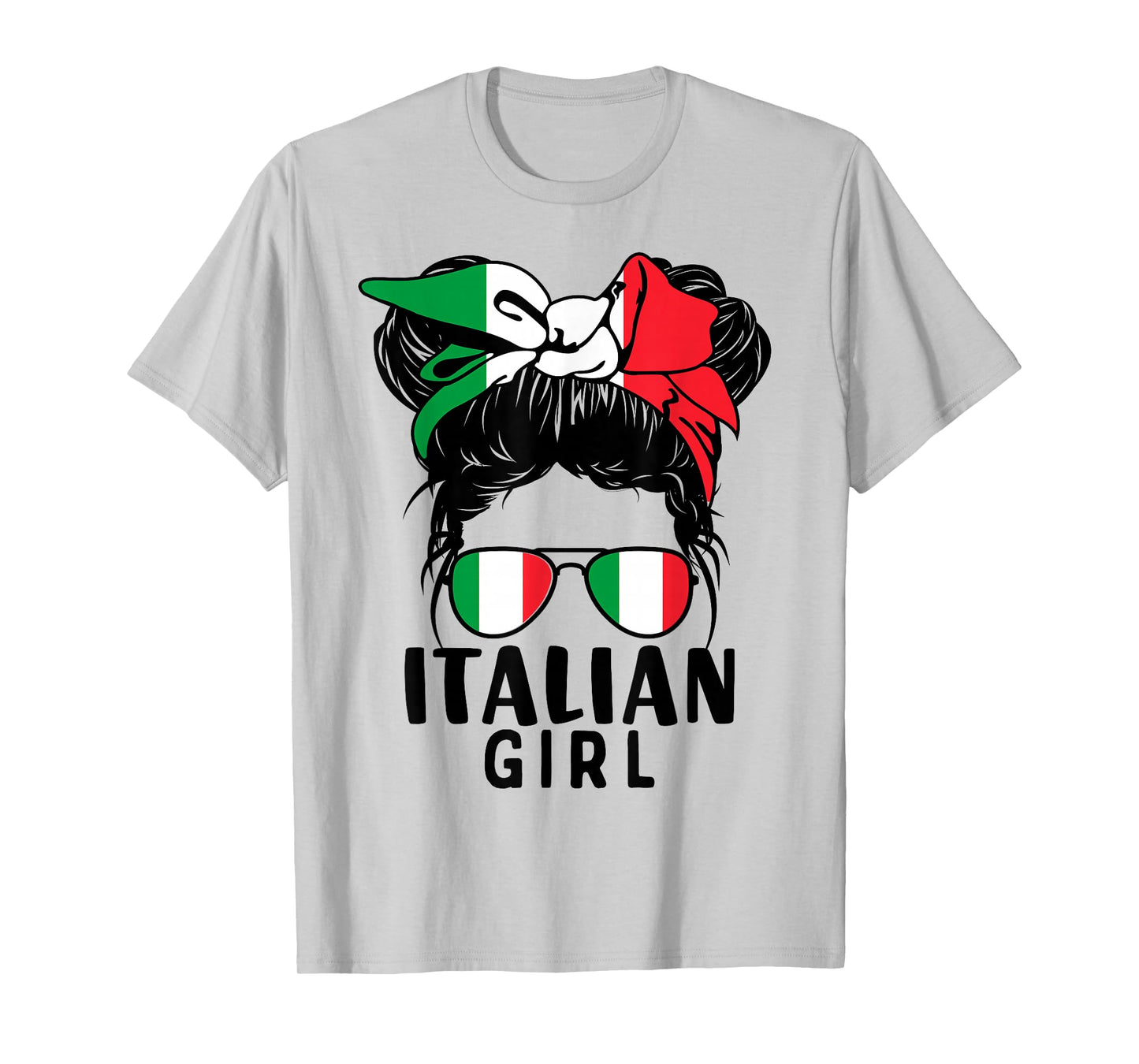Italian Girl Messy Hair Italy Pride Patriotic Womens Kids T-Shirt