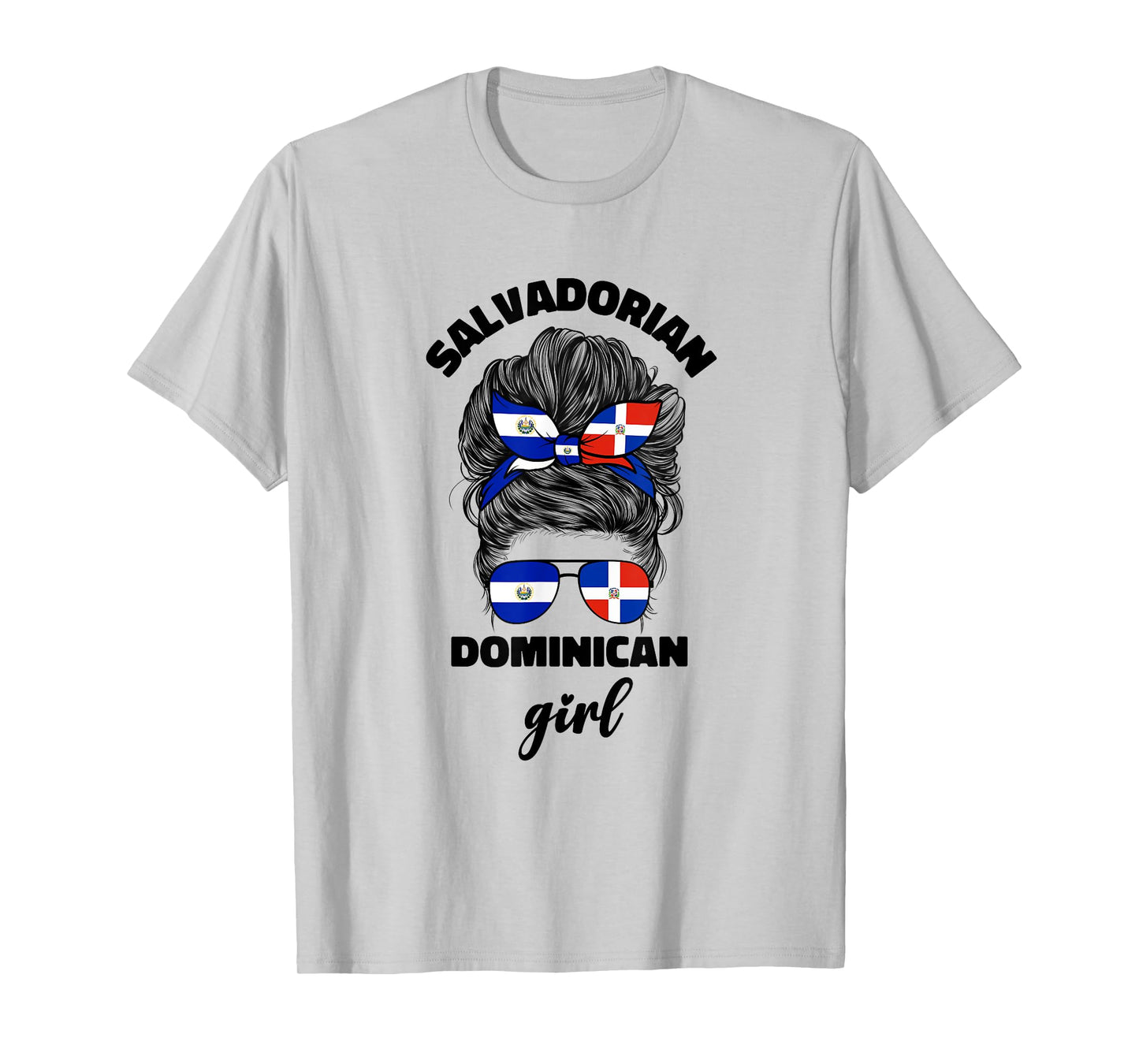 Half Dominican And Salvadorian El Salvador Flag Girl Women T-Shirt