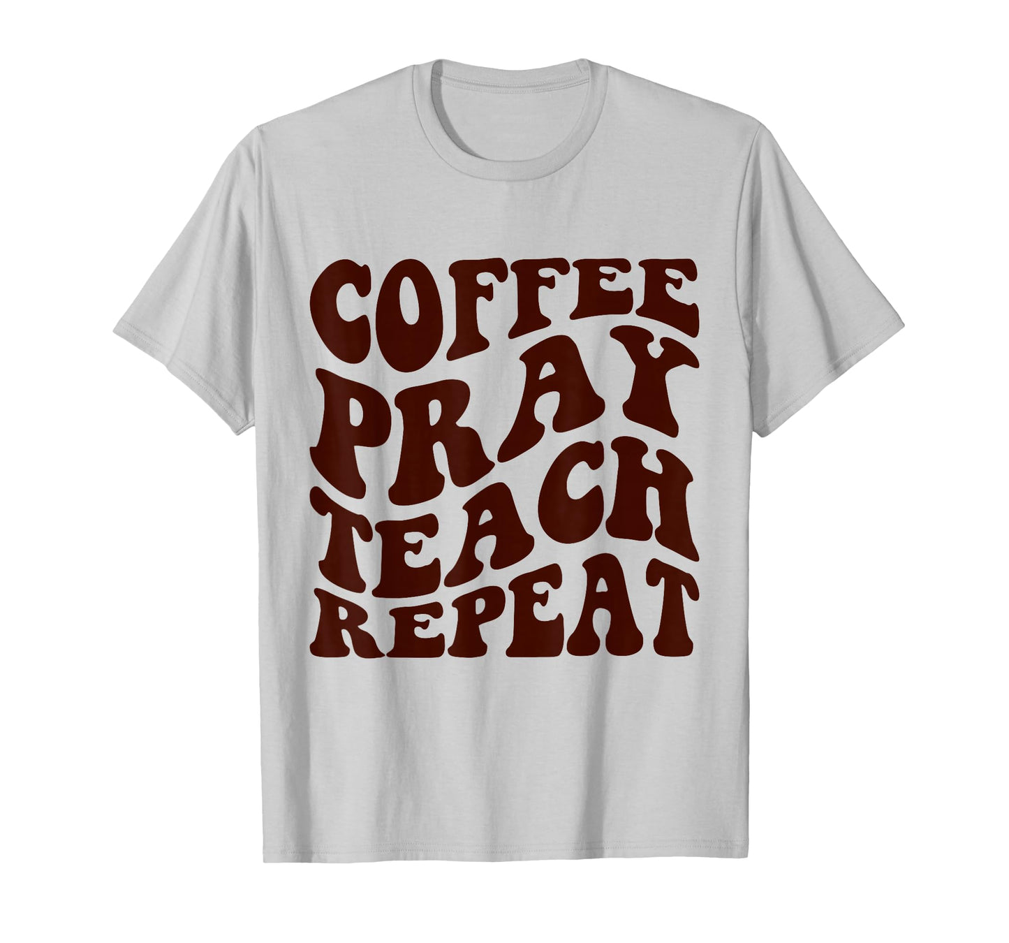 Homeschool Mom Coffee Pray Teach Repeat Retro Groovy T-Shirt