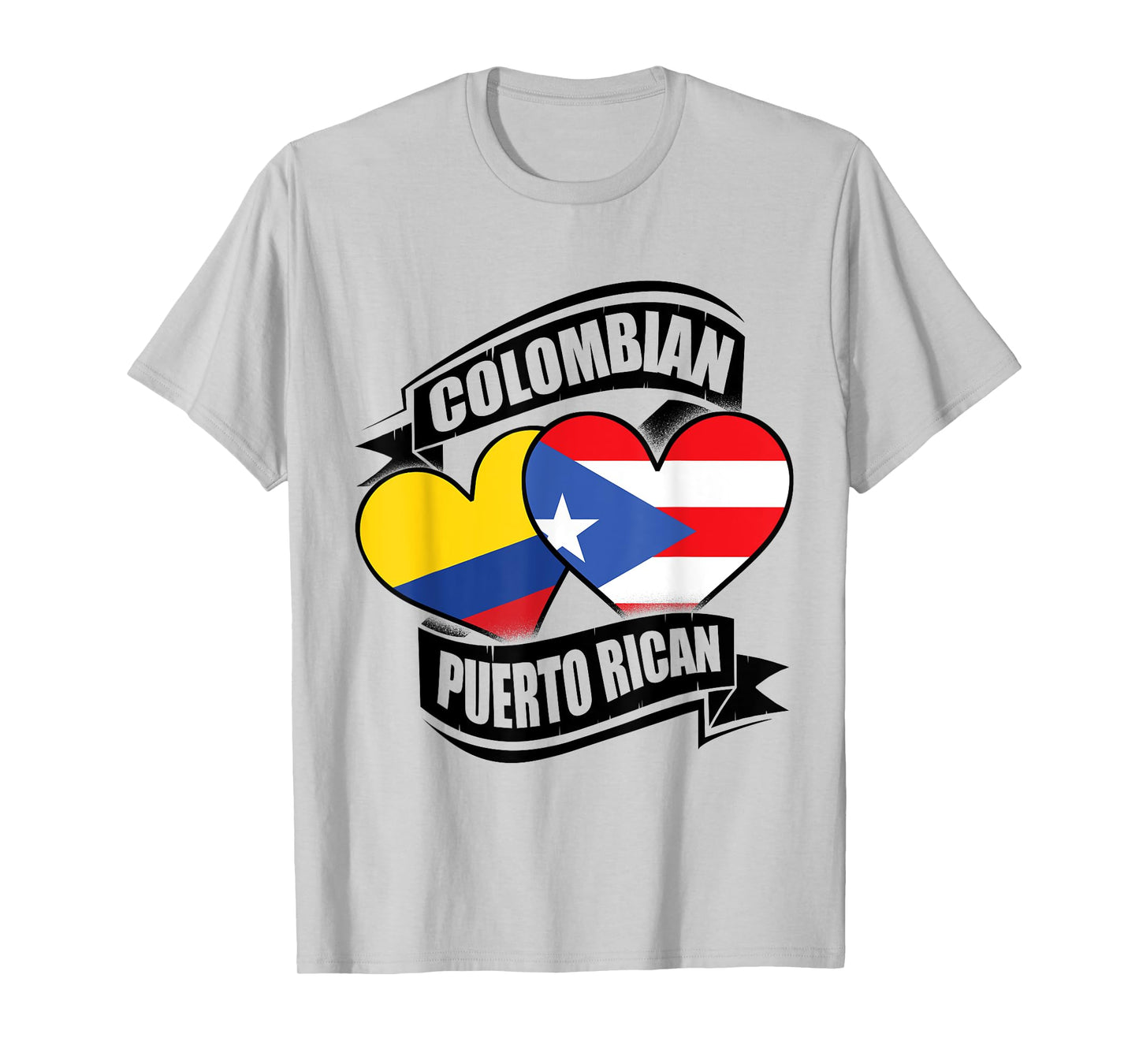 Colombian Puerto Rican Hearts Colombia Puerto Rico Flags T-Shirt