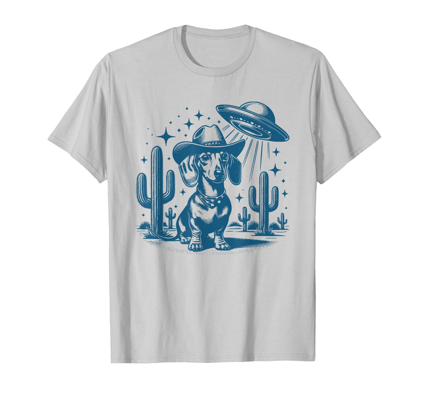 Retro Dachshund UFO Vintage Dachshund Cowboy Dog Western T-Shirt