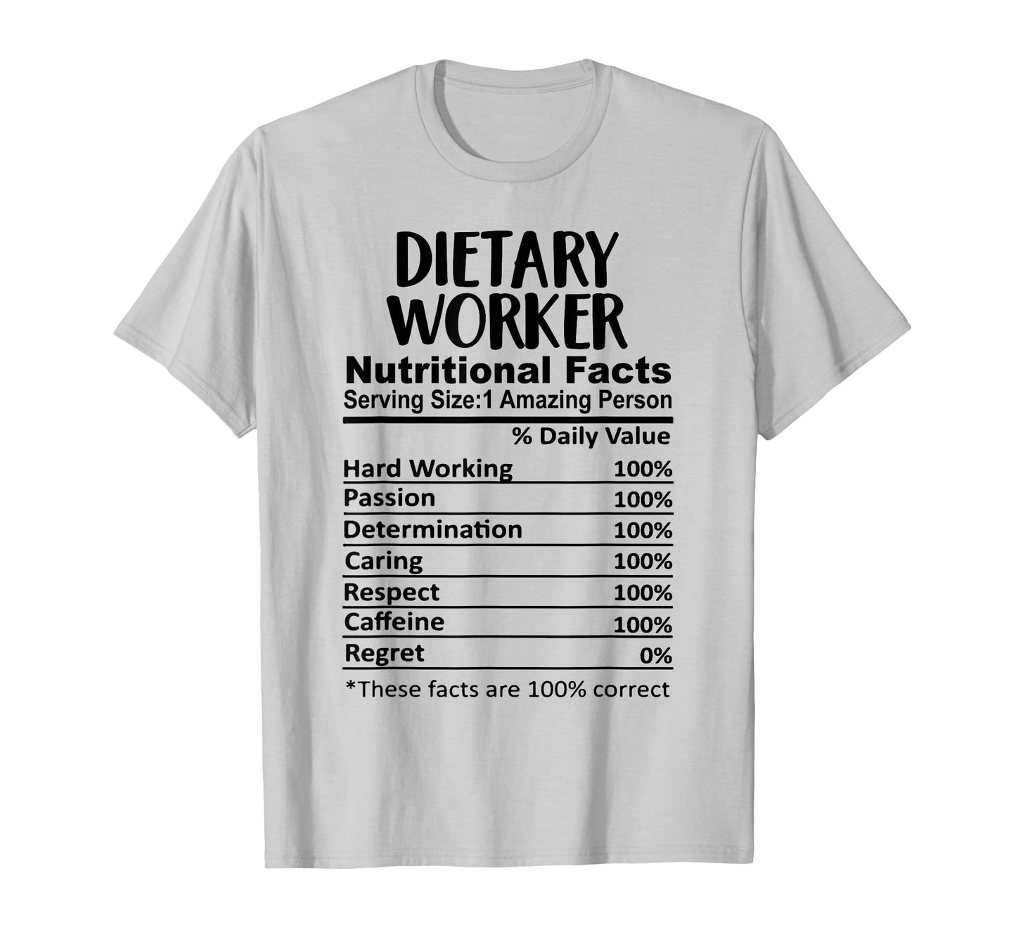 Dietary Worker Nutrition Facts Funny T-Shirt