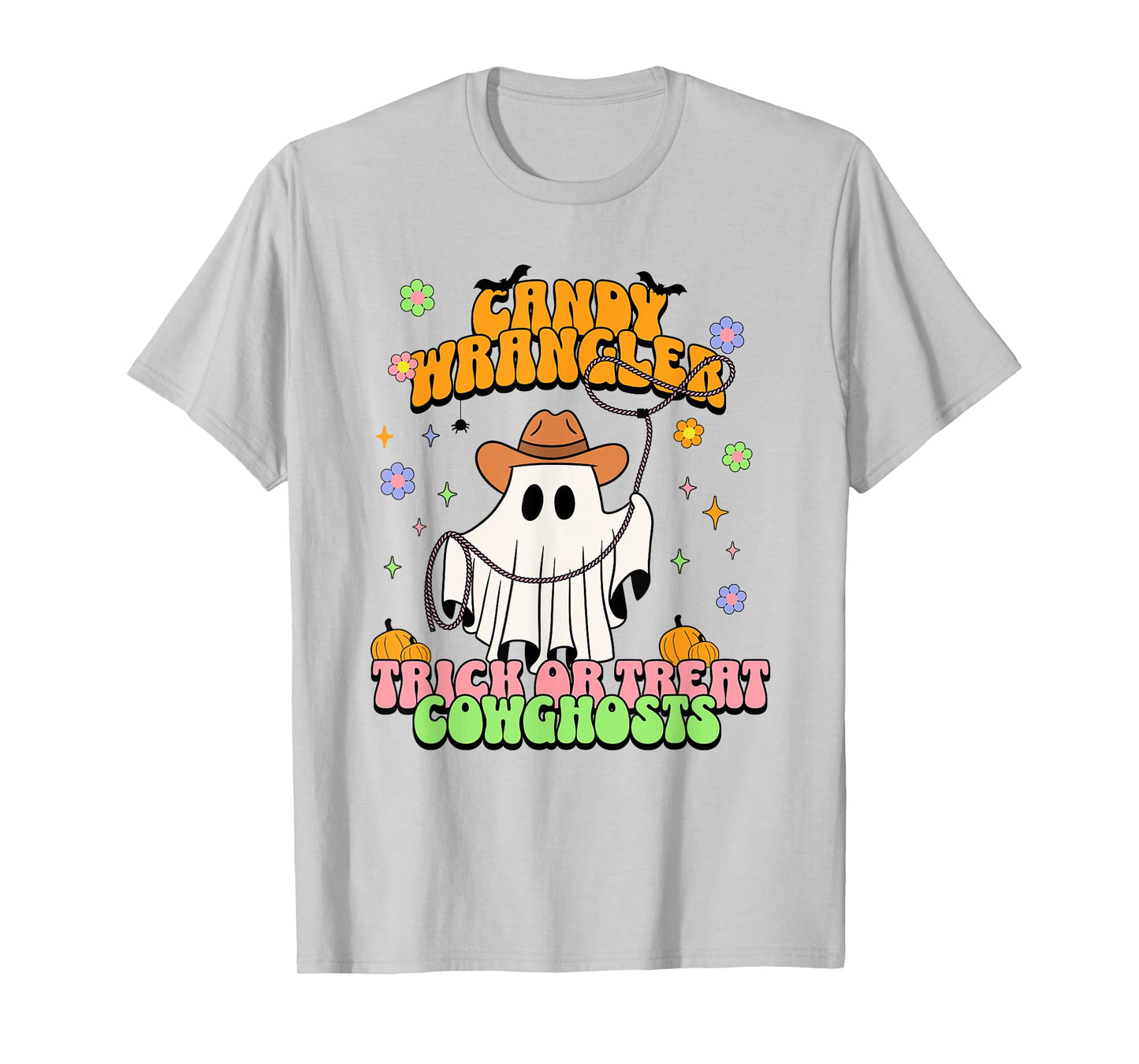 Cute Cowgirl Ghost Retro Western Groovy Halloween Treats T-Shirt