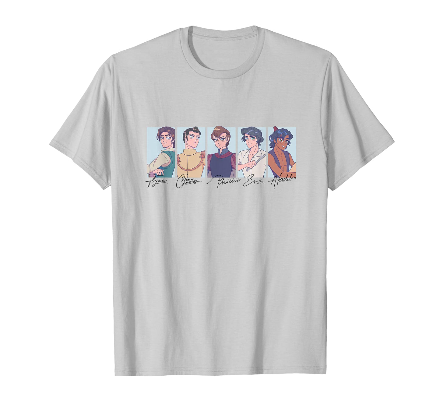 Disney Princess Princes Manga Version Group Shot Big Panels T-Shirt
