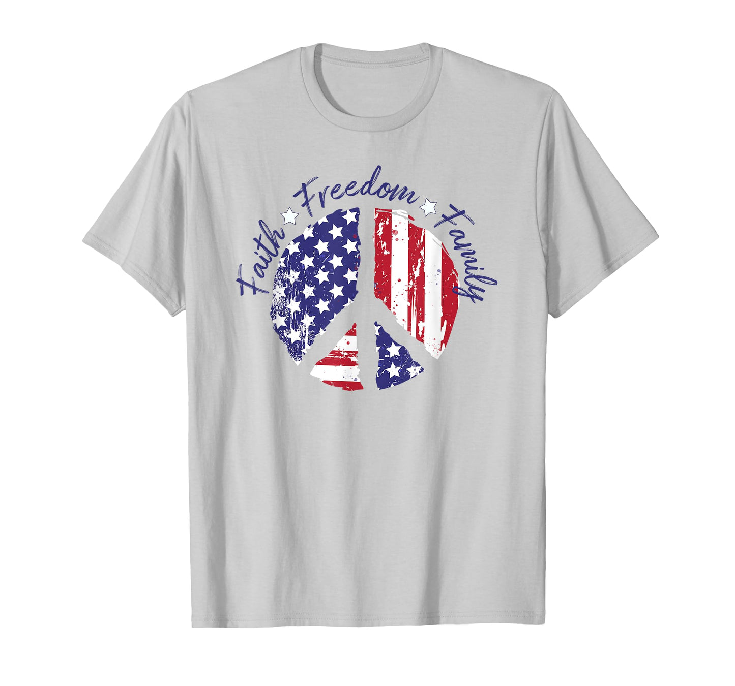 Patriotic Peace Sign USA Flag Faith Freedom Family T-Shirt
