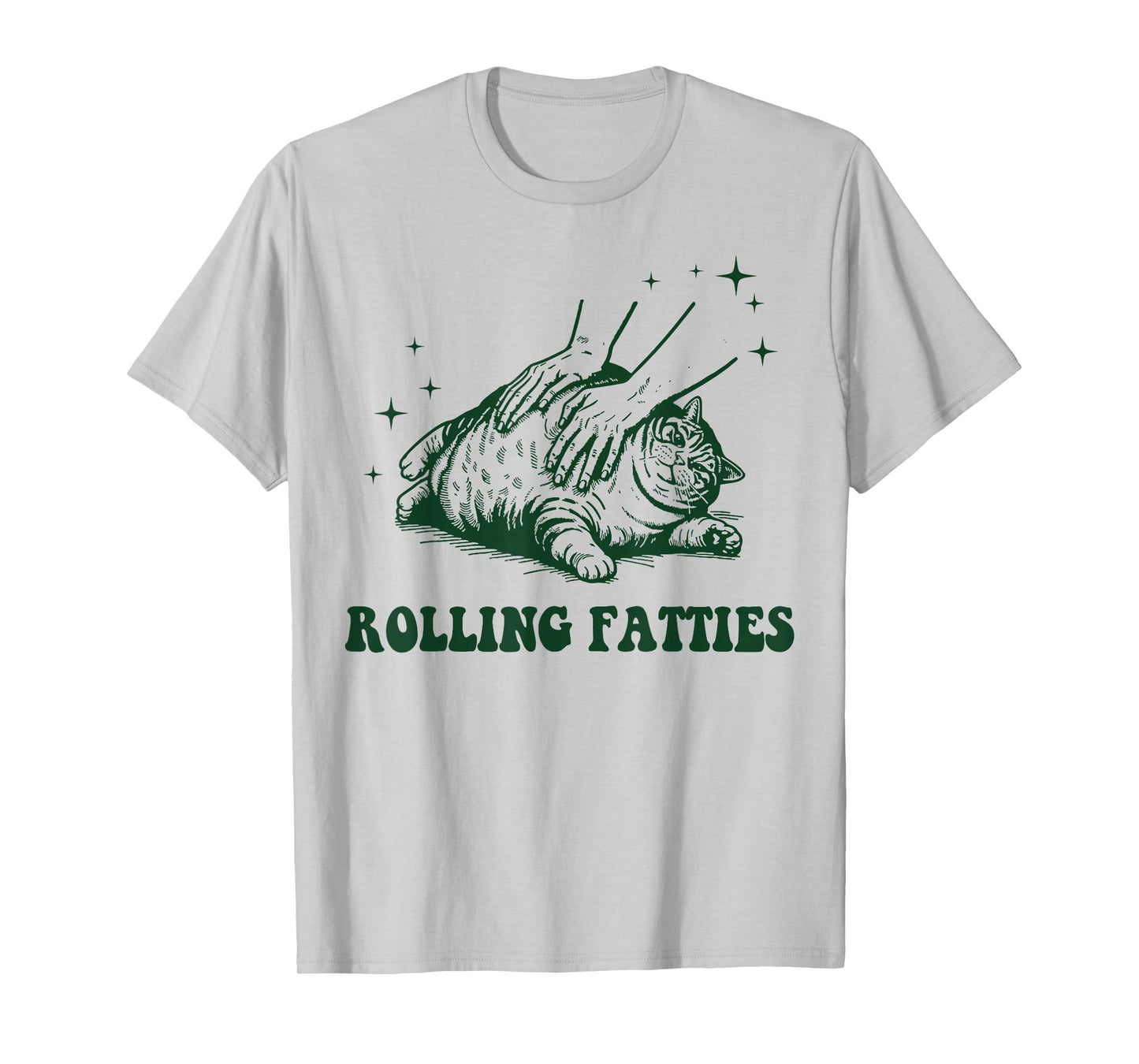 Rolling Fatties Cat Funny Cute Cat Lover Kitten Owner Unisex-Adults Grey T-Shirt, Short Sleeve, Small