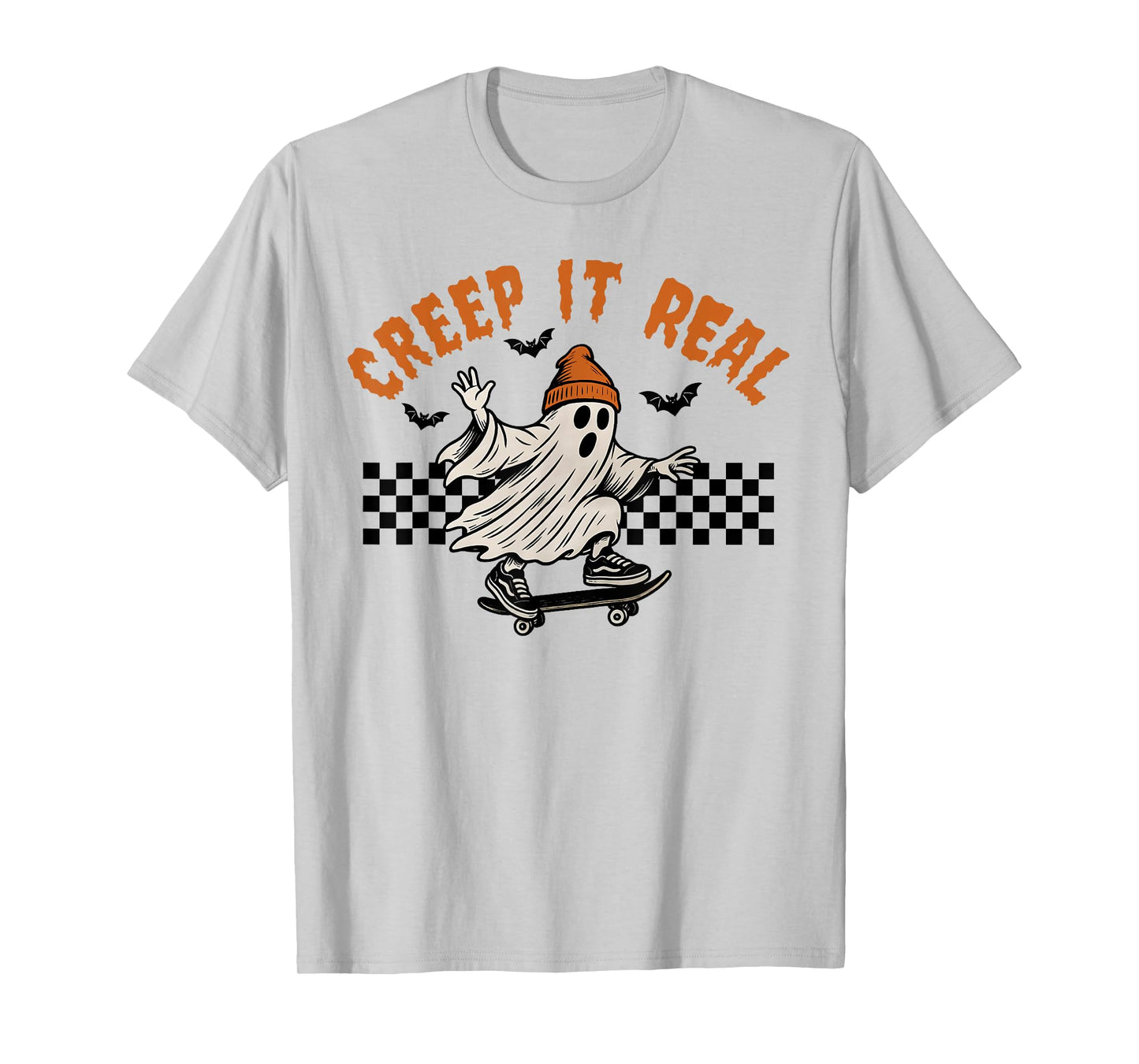 Creep It Real Ghost Skater Halloween Costume Men Boys Kids T-Shirt