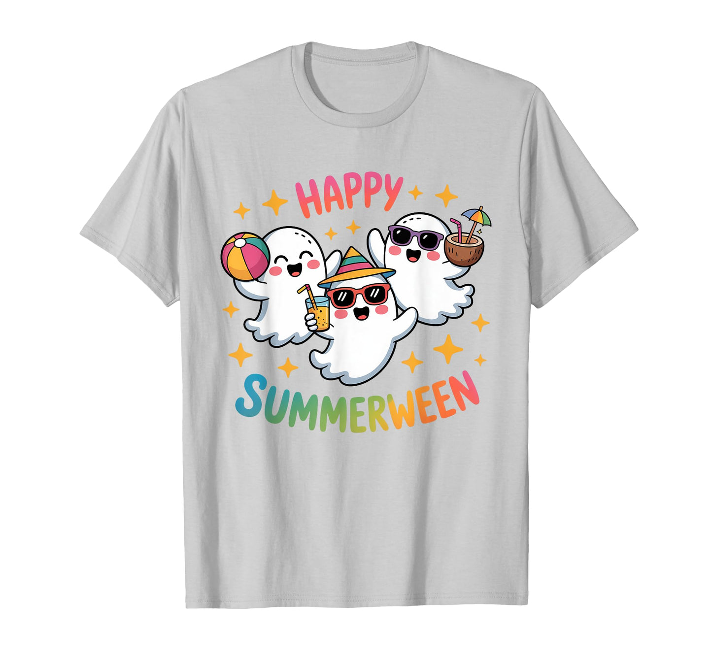 Happy Summerween Summer Halloween Ghost Summerween Spooky T-Shirt