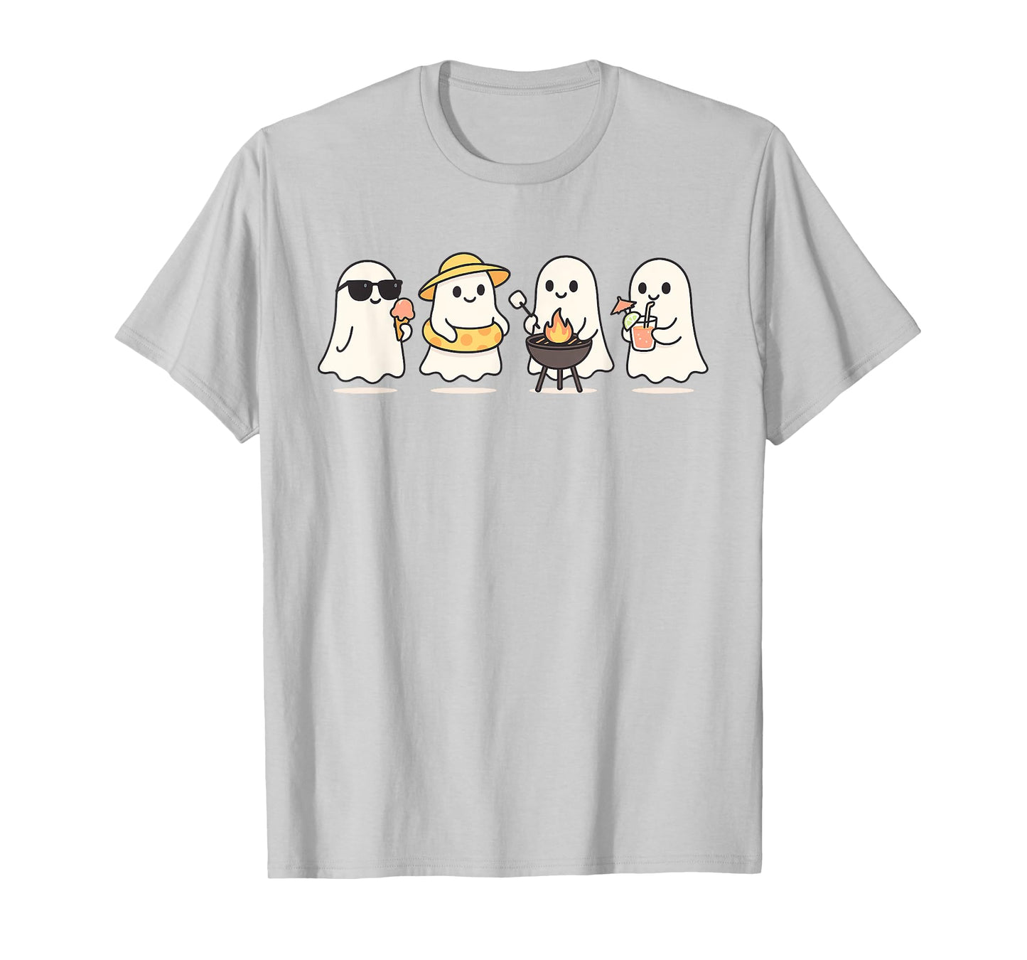 cute Ghost Beach vacation summer Halloween BBQ ice cream T-Shirt